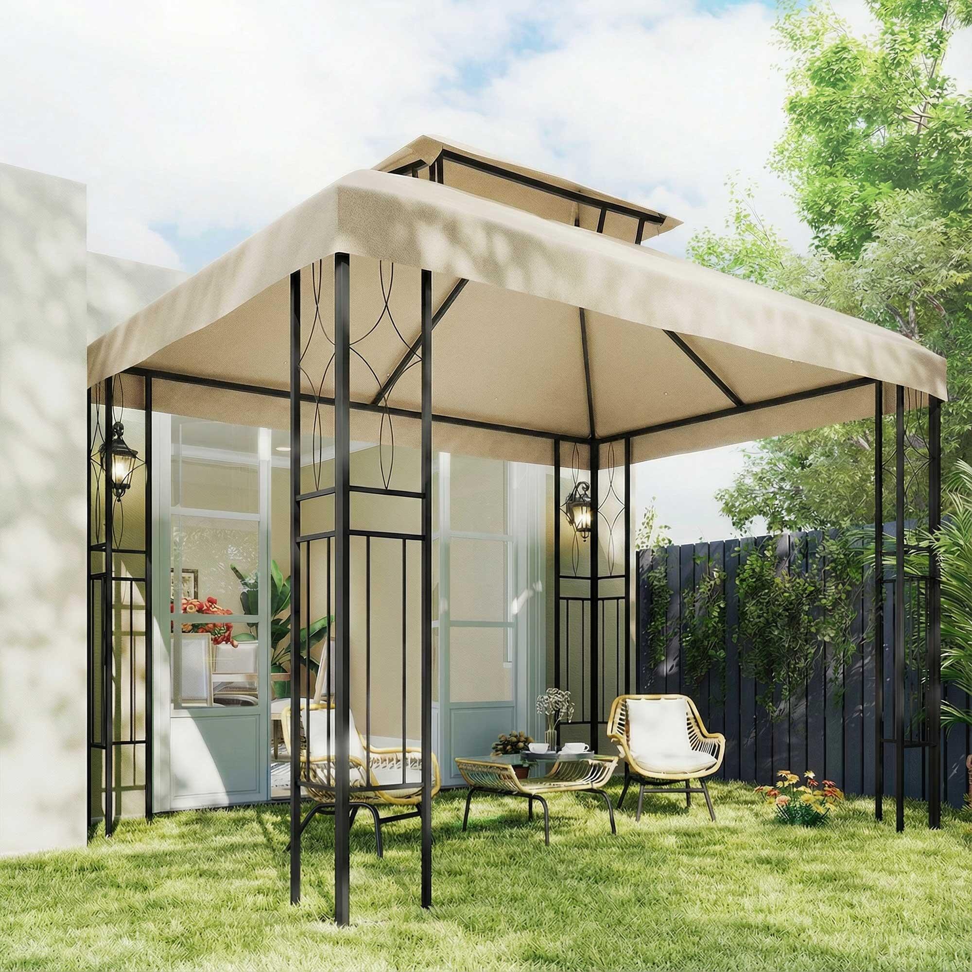 Techo de Repuesto Outsunny 400x300 cm Crema 5/7