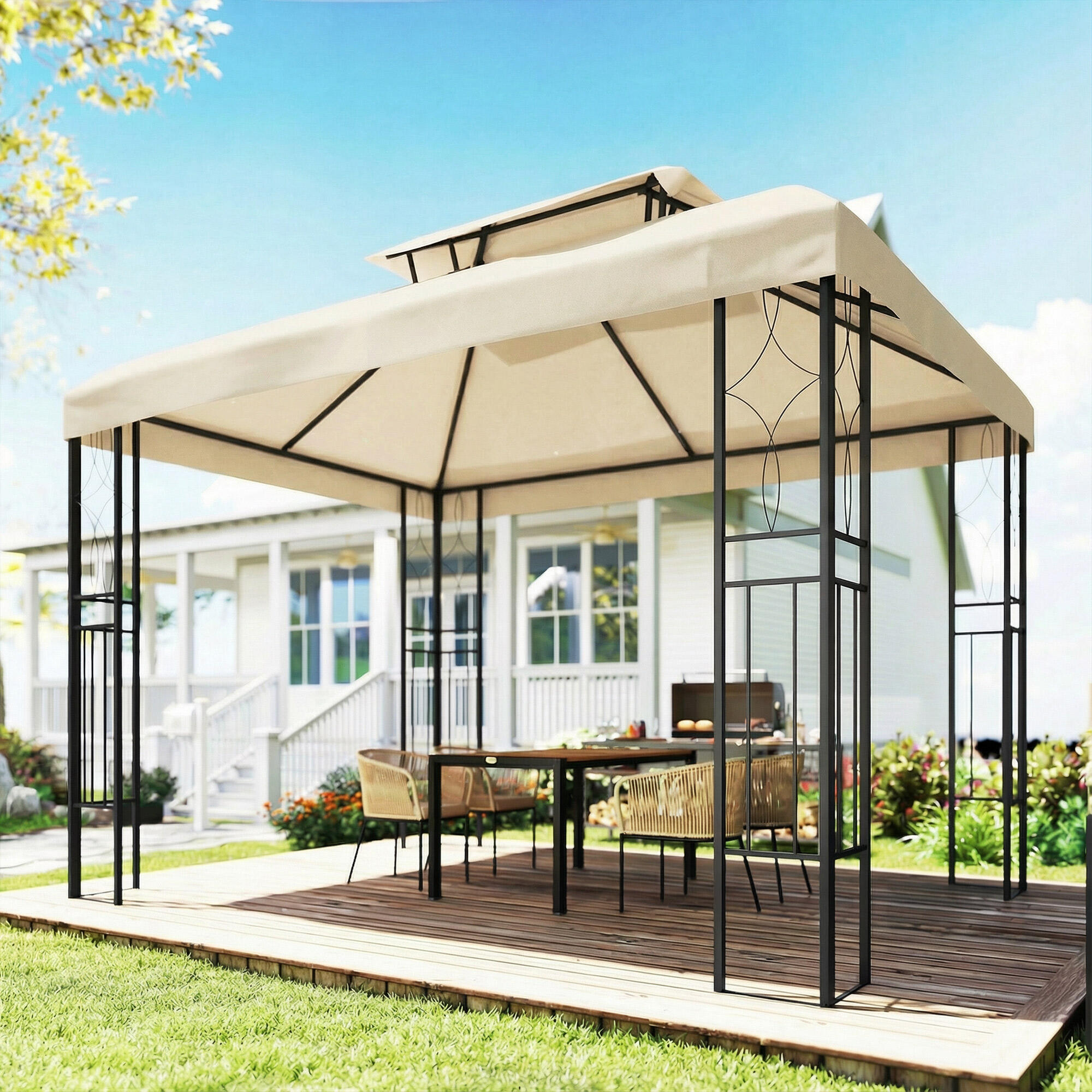 Techo de Repuesto Outsunny 400x300 cm Crema 4/7