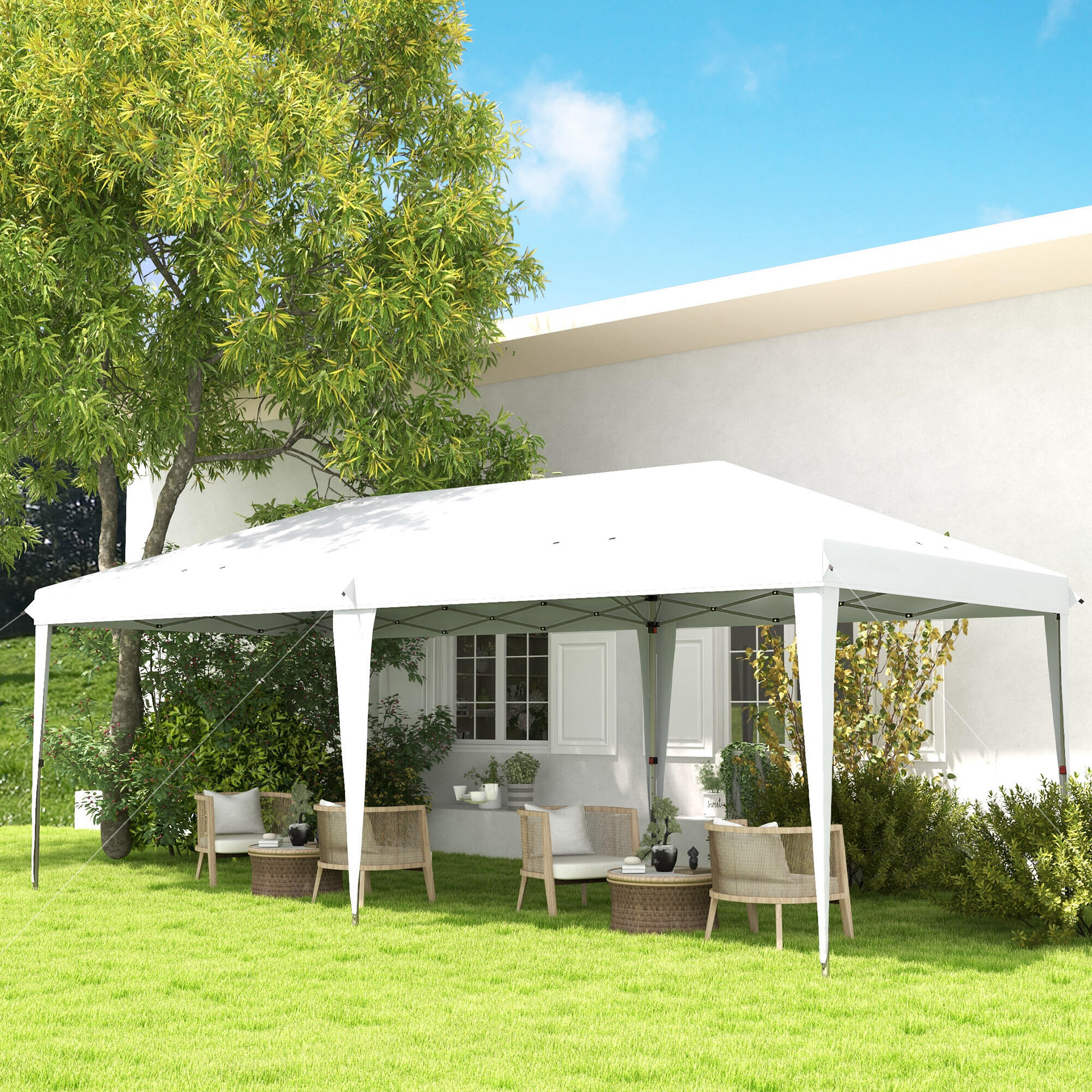 Carpa Plegable Outsunny 595x294x267 cm Blanco 4/8