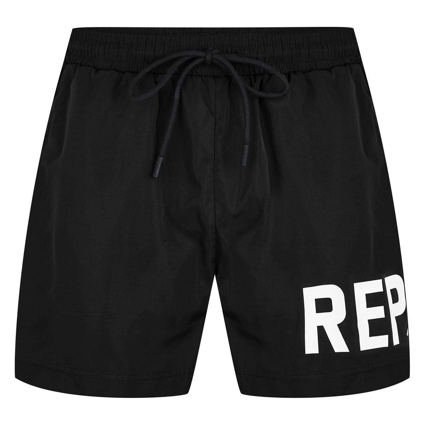 Replay Mens Text Logo Polyester Swim Shorts