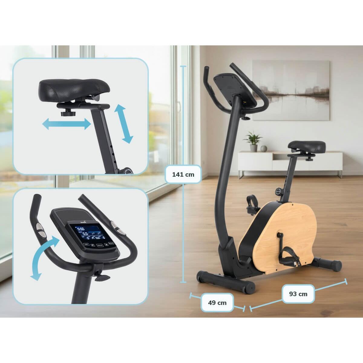 Ergómetro Treliv P8 - bicicleta estática de hierro e madera - pantalla LED 3/8