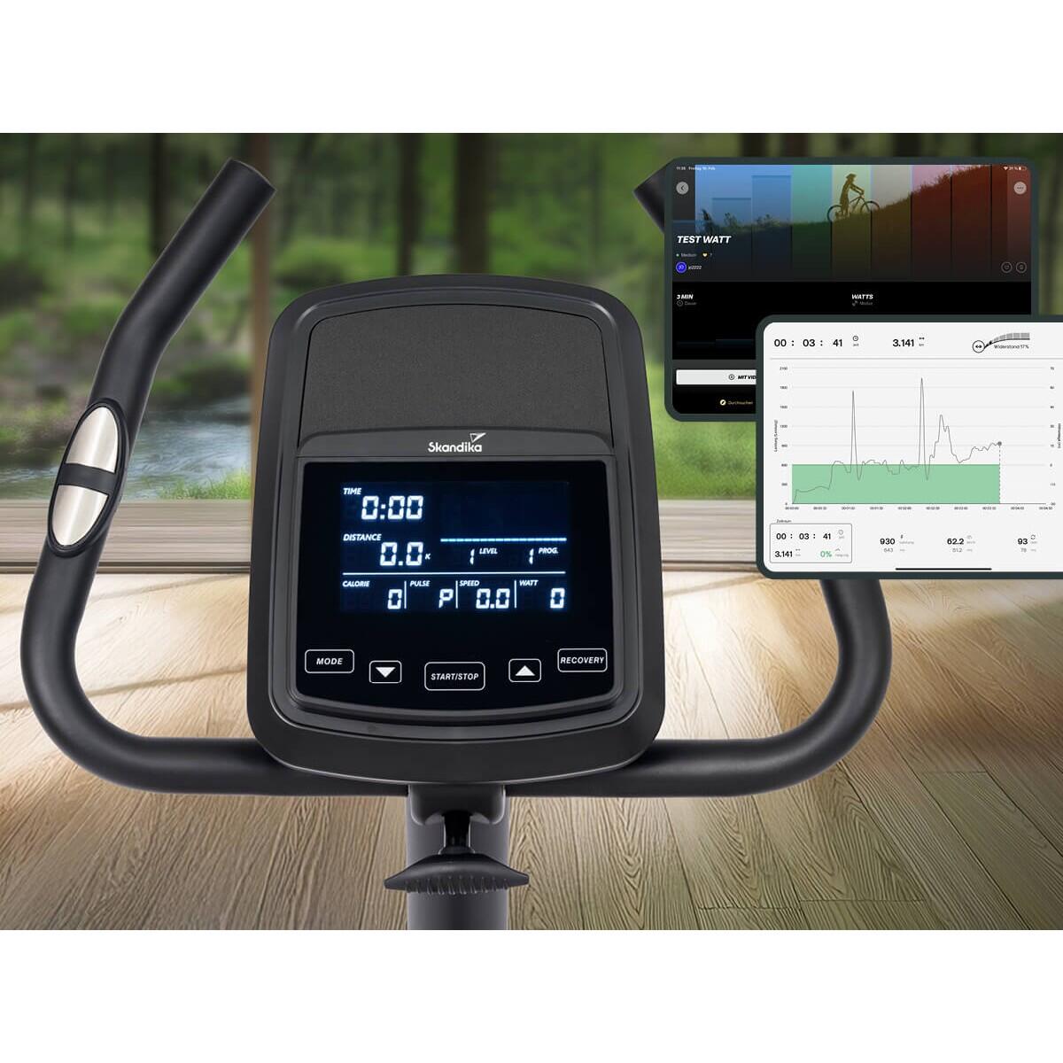 Ergómetro Treliv P8 - bicicleta estática de hierro e madera - pantalla LED 5/8