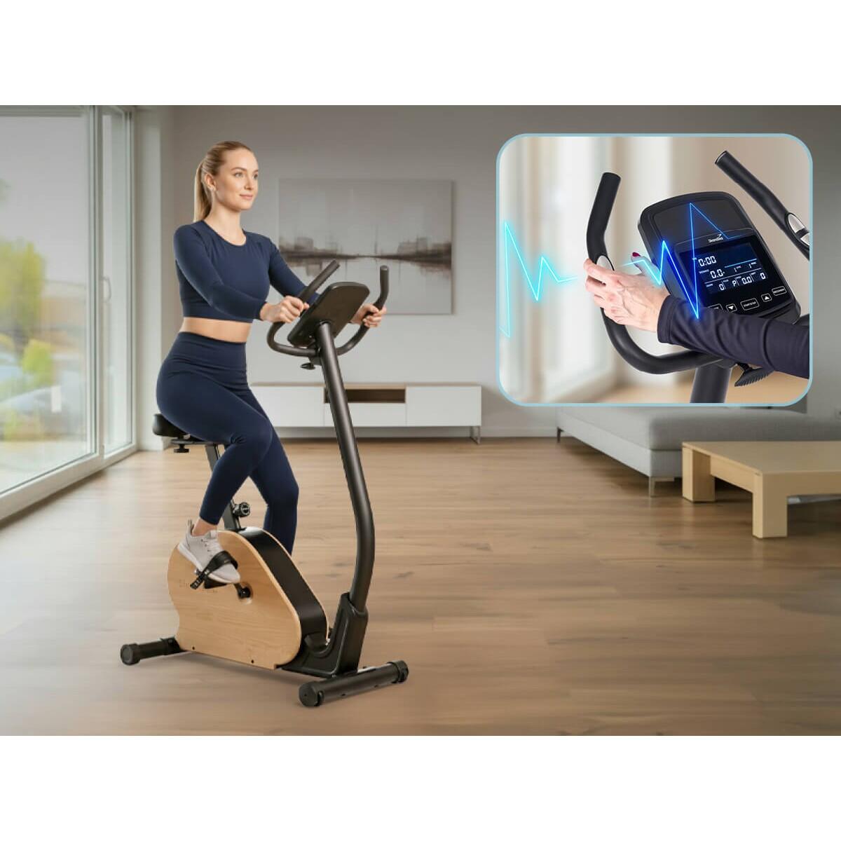 Ergómetro Treliv P8 - bicicleta estática de hierro e madera - pantalla LED 6/8