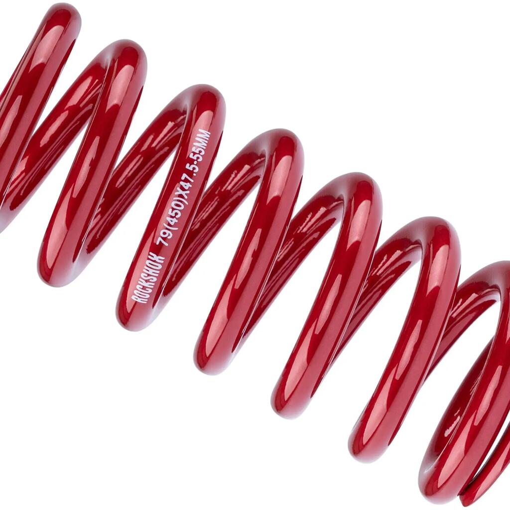 RockShox RS coil spring 47.5-55mm, 134mm, 450 lb, electric red.