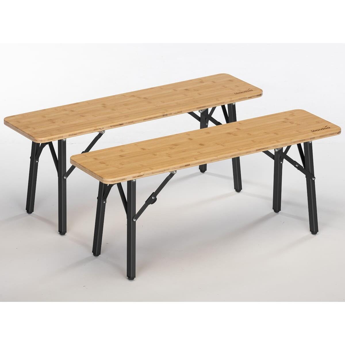 Lot de 2 bancs Tobro - banc de camping pique-nique en bambou - 100 x 27 x 39 cm 7/7