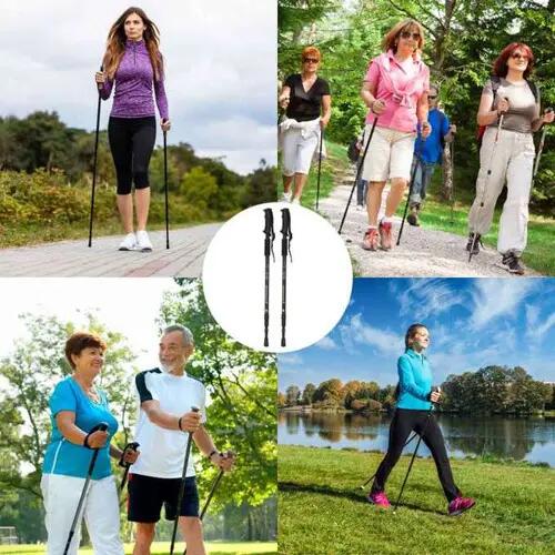 Trekkingstöcke - Nordic Walking - faltbar - verstellbar 65-135 cm - schwarz 3/6