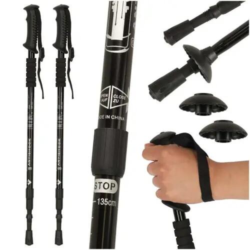 Trekkingstöcke - Nordic Walking - faltbar - verstellbar 65-135 cm - schwarz 2/6