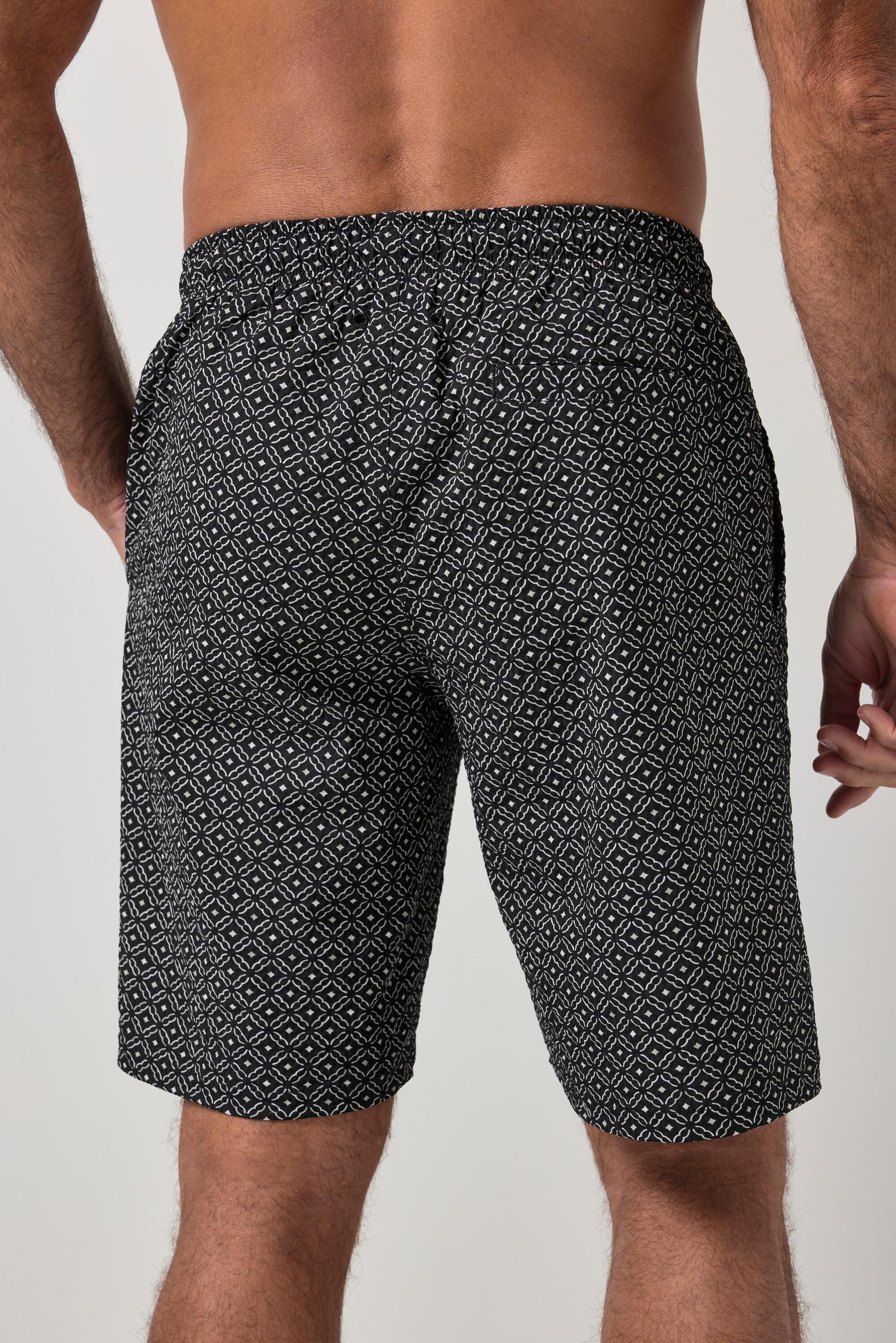 Herren Badeshorts Beachwear Seersucker-Struktur Alloverprint Elastikbund 2/5