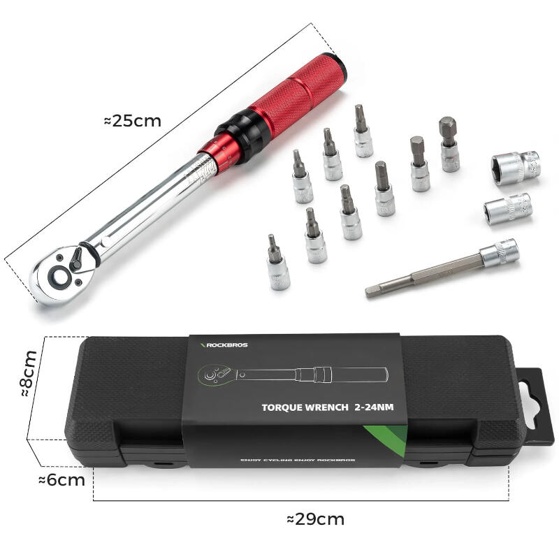 Klucz rowerowy dynamometryczny 1/4" 2–24 nm Rockbros przedłużka 5/7
