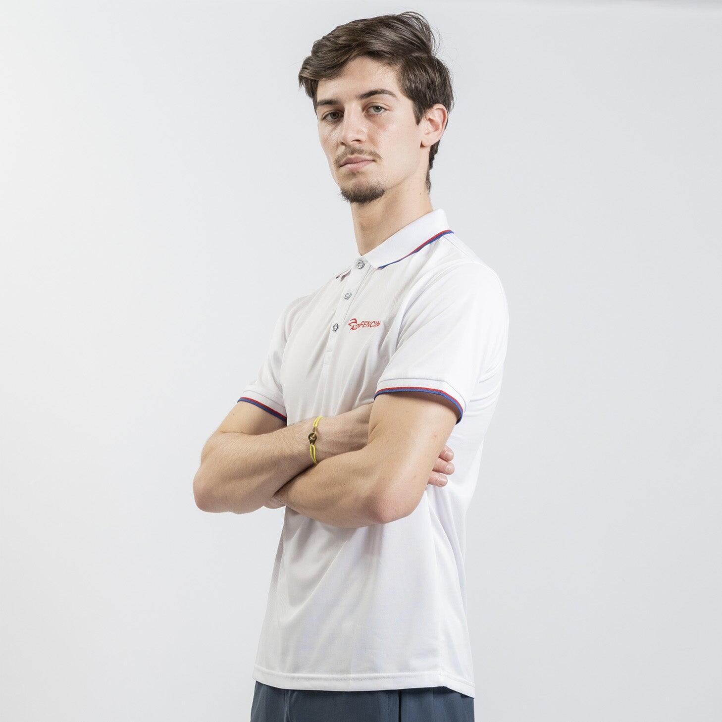 AZZA FENCING Polo de Performance — Piqué Respirável, Manga Curta, Branco 3/6