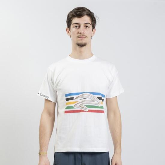 T-shirt en coton à motif olympique AZZA FENCING – Blanc