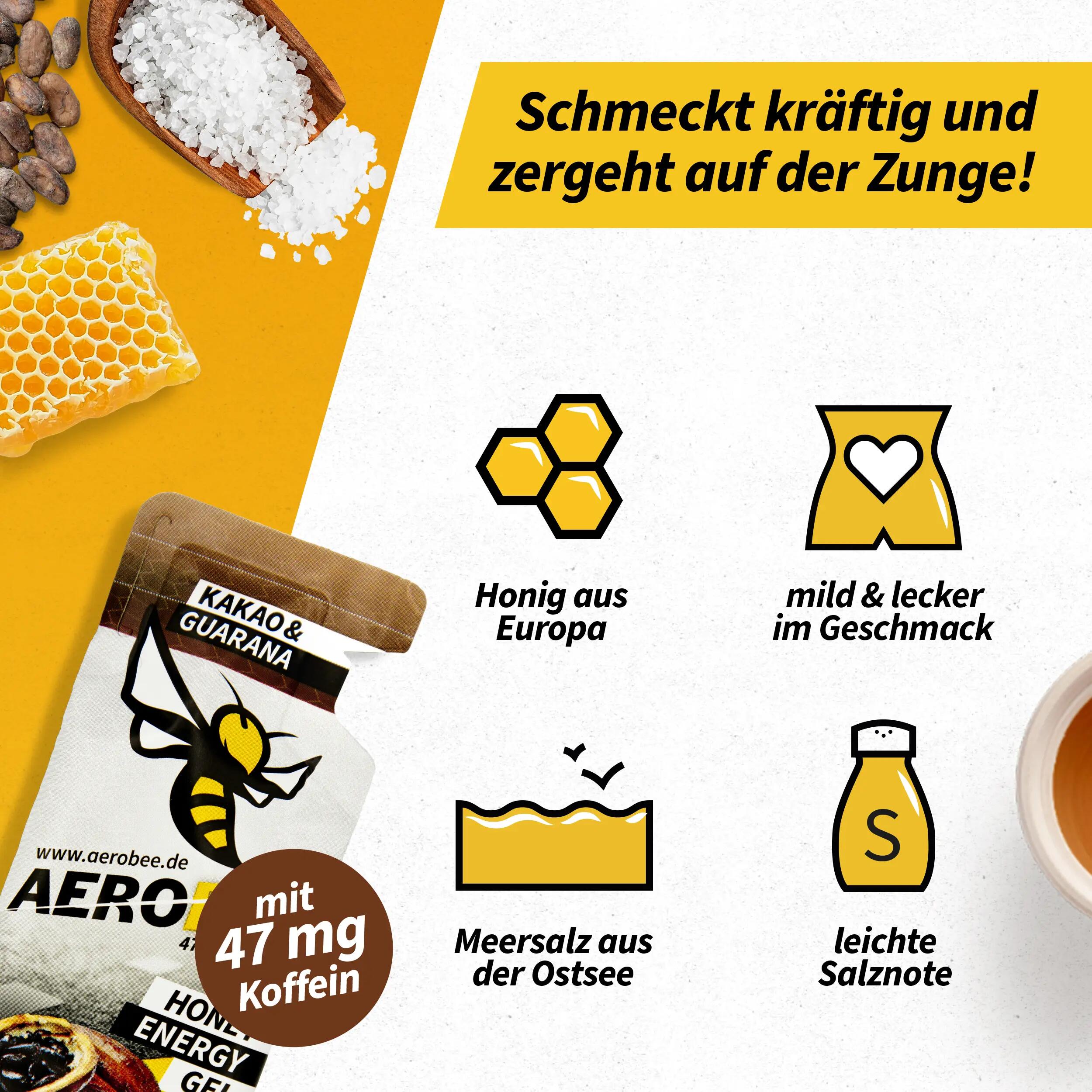 10er Pack AEROBEE Kakao & Guarana Energy Gel 2/7