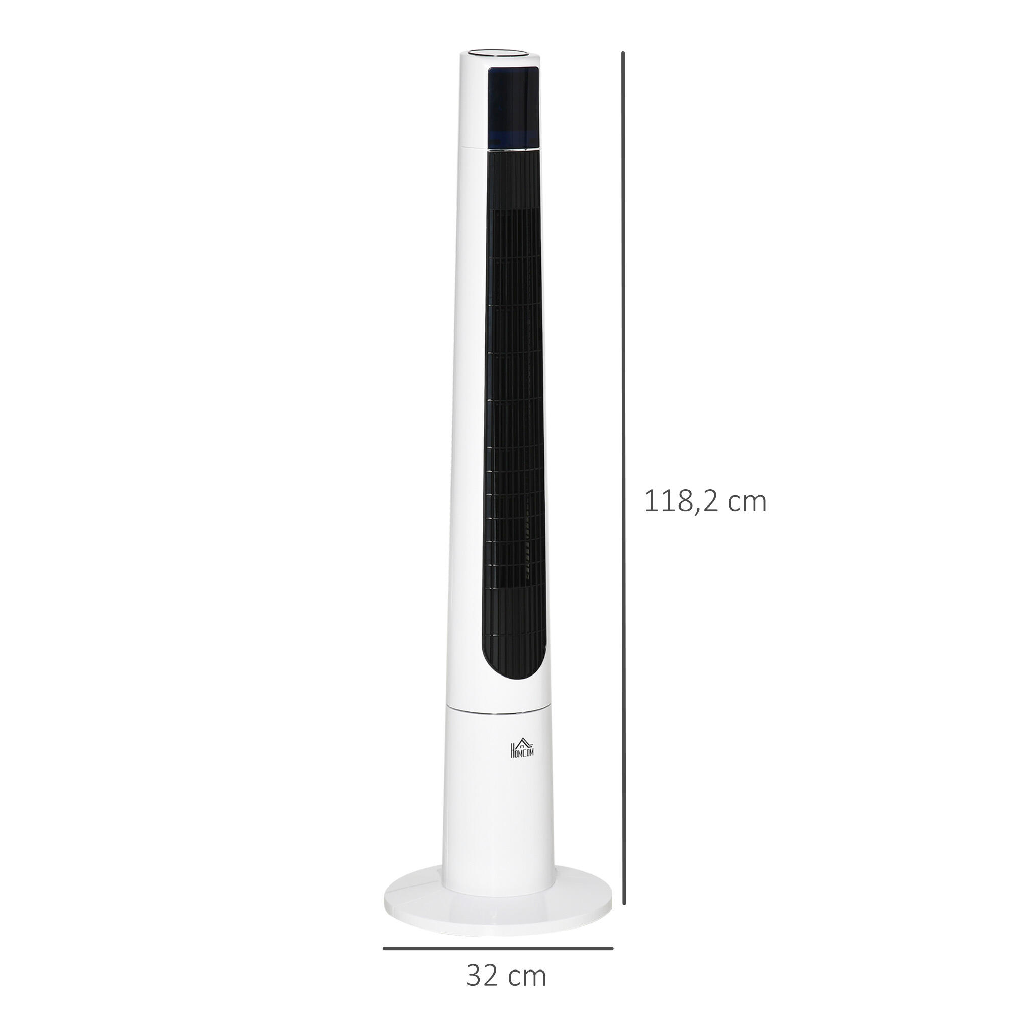 Ventilador de Torre HOMCOM 32x32x118.2 cm Blanco 3/5