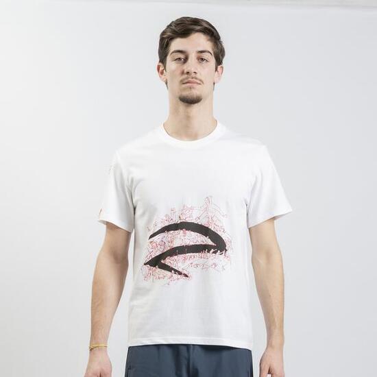T-shirt coton AZZA FENCING motif blanc et noir - manches courtes col rond