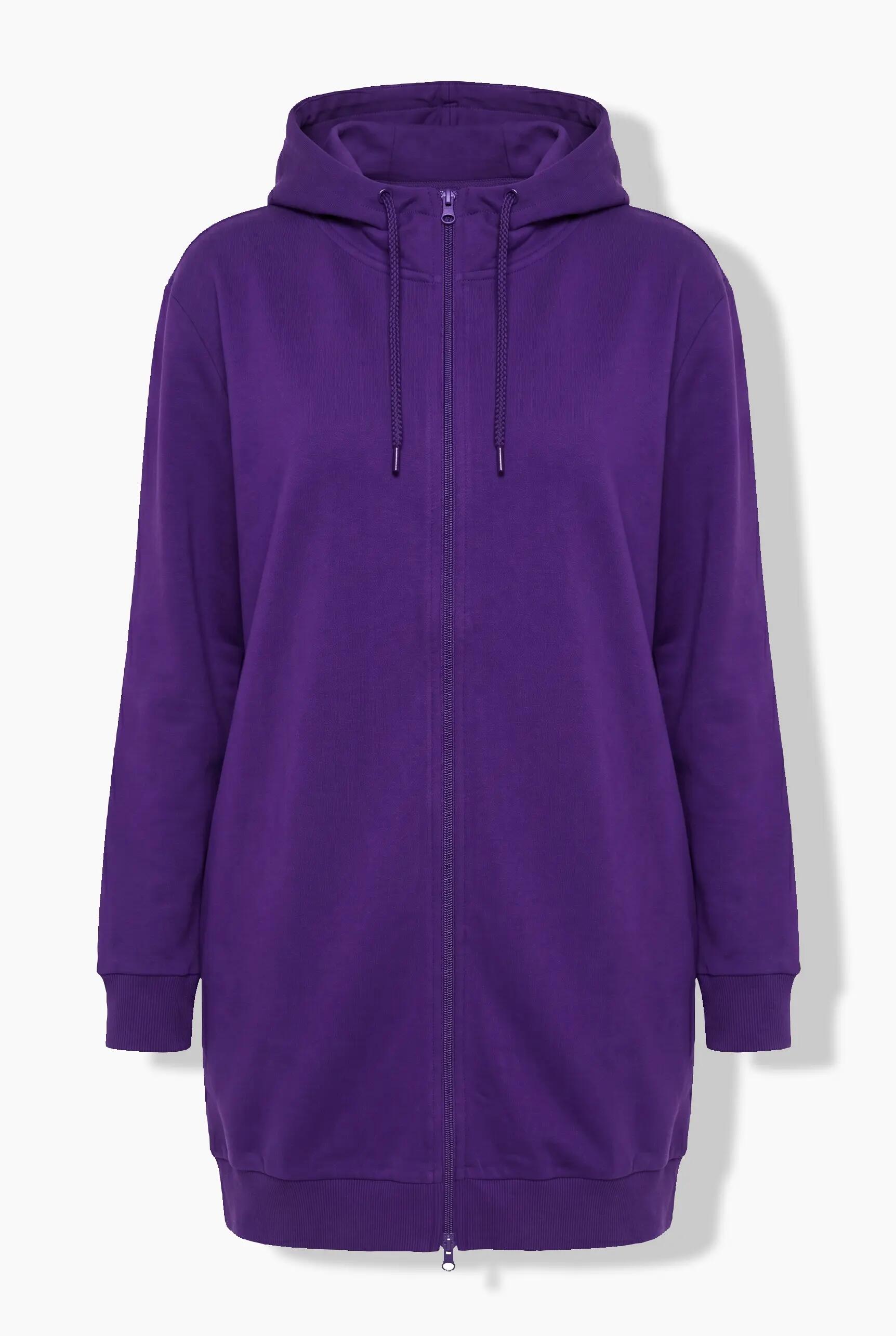 Damen Sweatjacke Zierpaspel Oversized Kapuze 2-Wege-Zipper 7/7