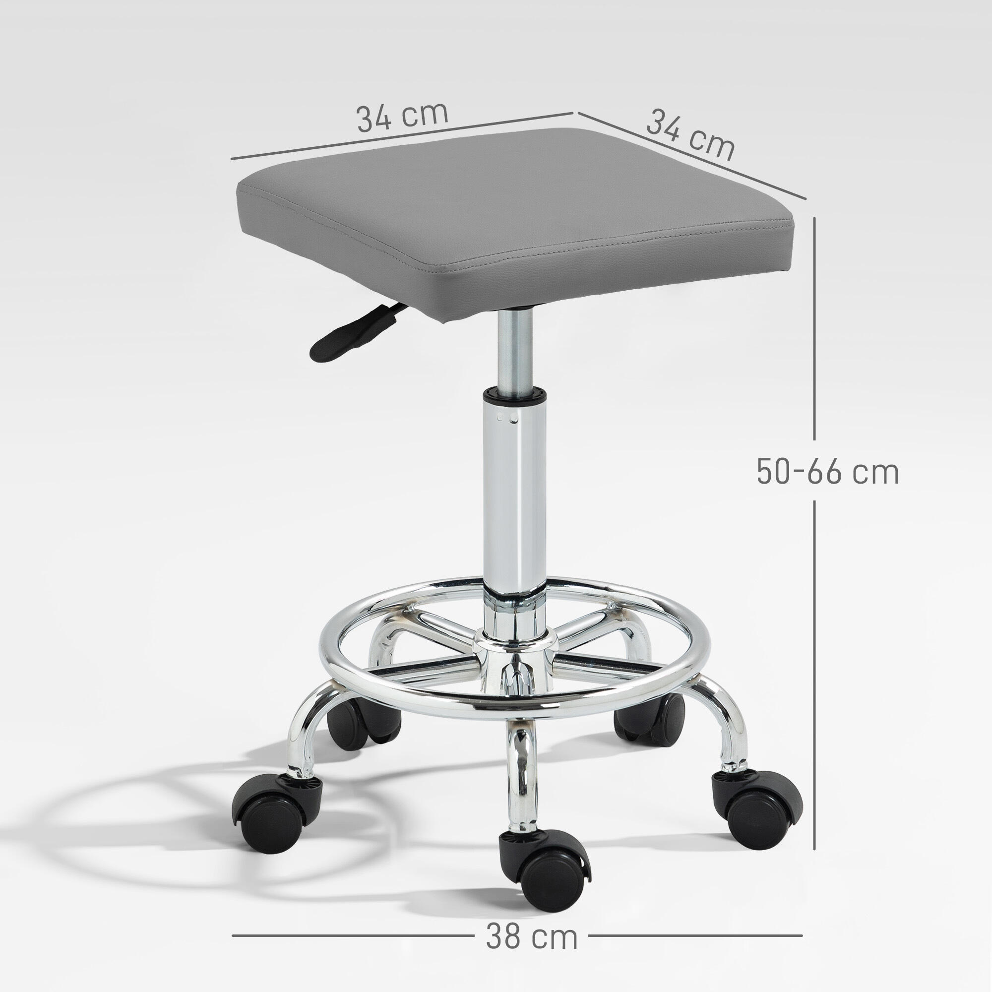Taburete Giratorio HOMCOM 34x34x66 cm Gris 3/5