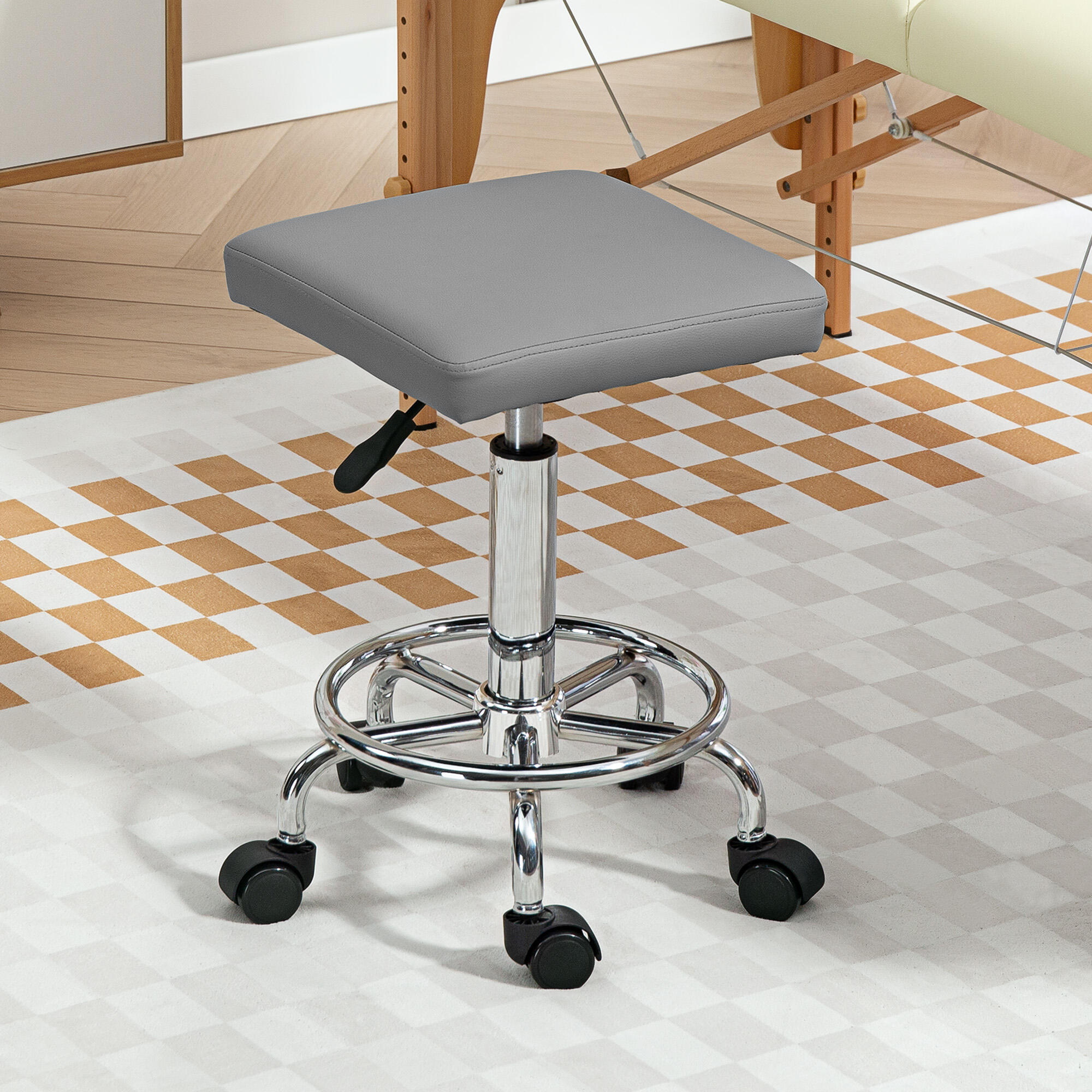 Taburete Giratorio HOMCOM 34x34x66 cm Gris 2/5