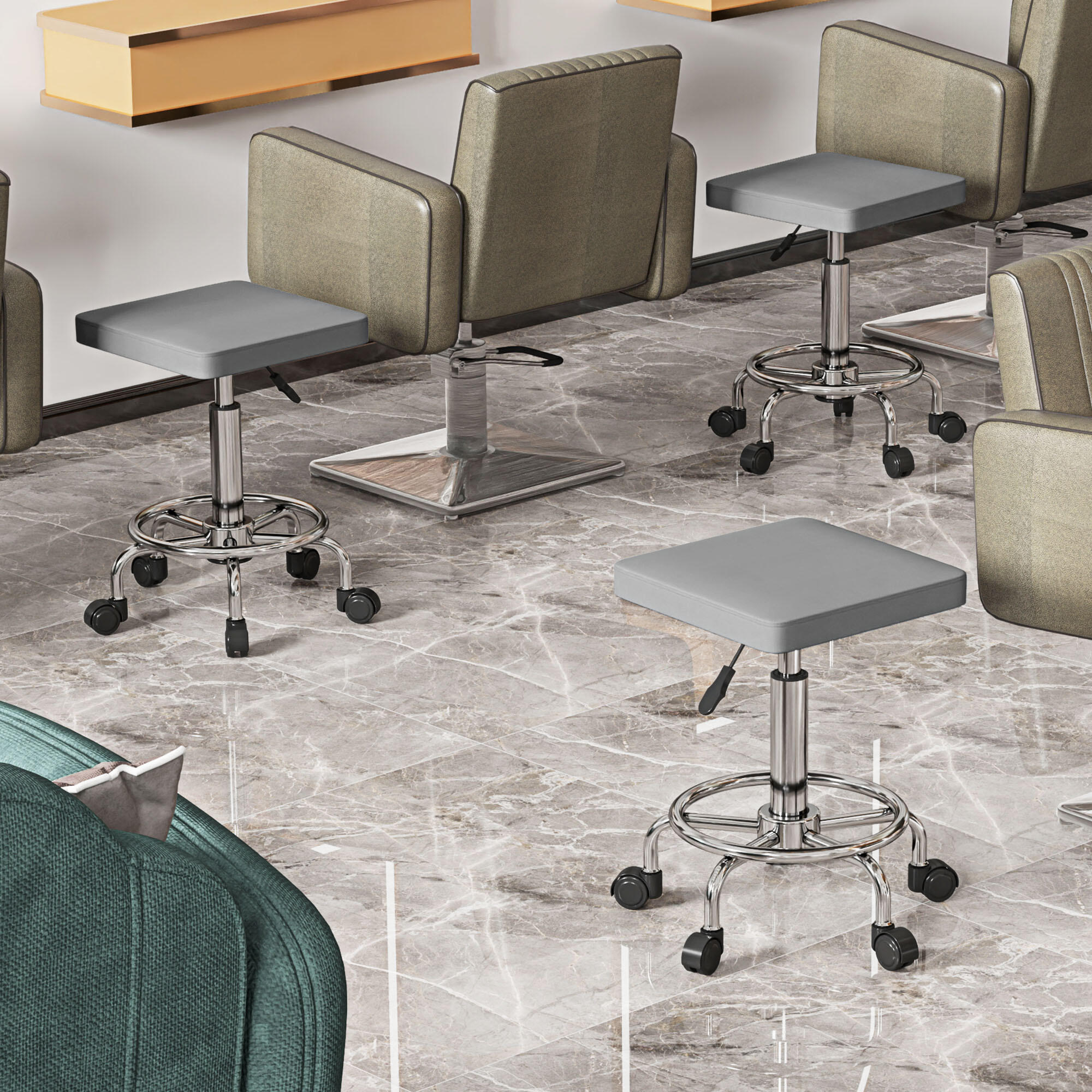 Taburete Giratorio HOMCOM 34x34x66 cm Gris 5/5
