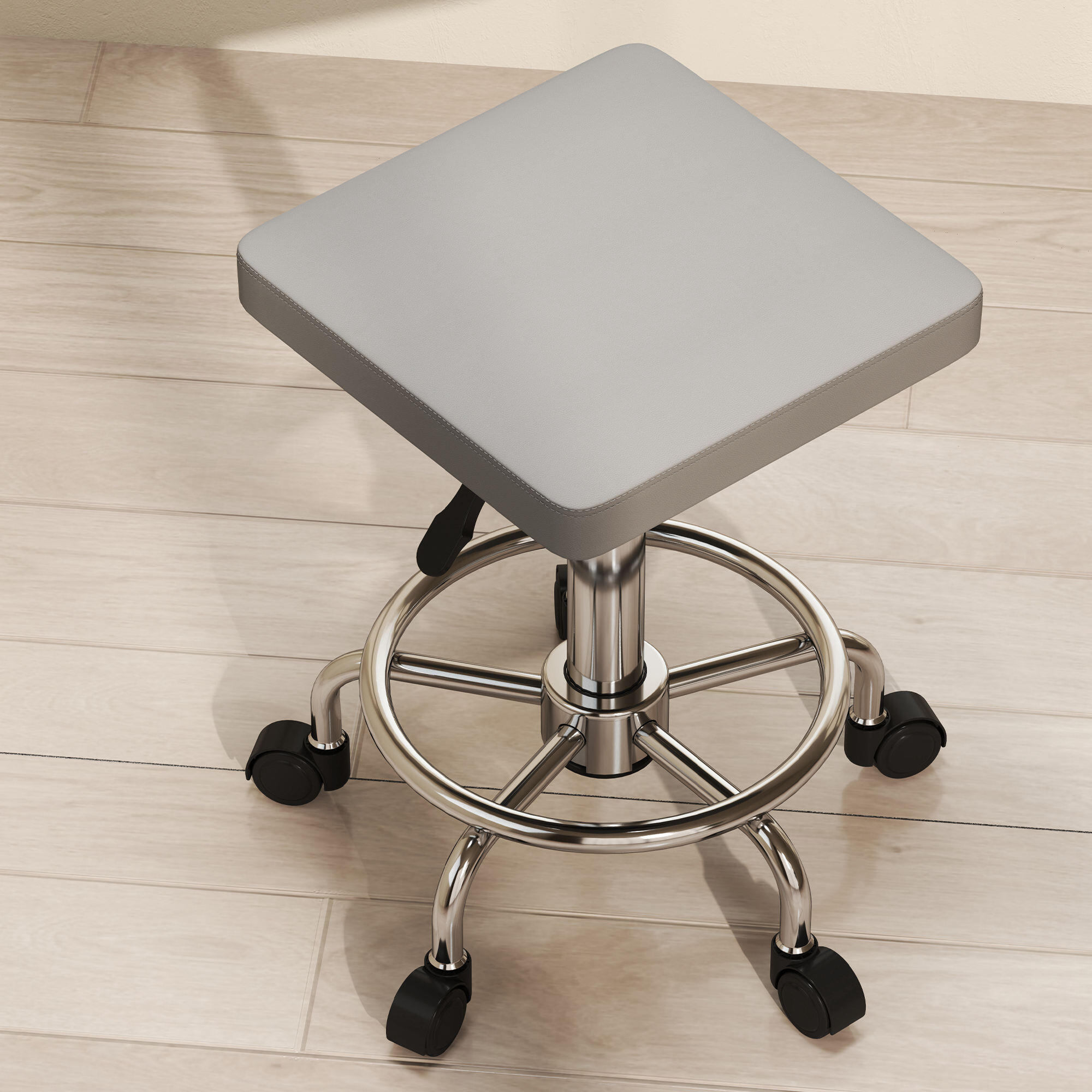 Taburete Giratorio HOMCOM 34x34x66 cm Gris 4/5