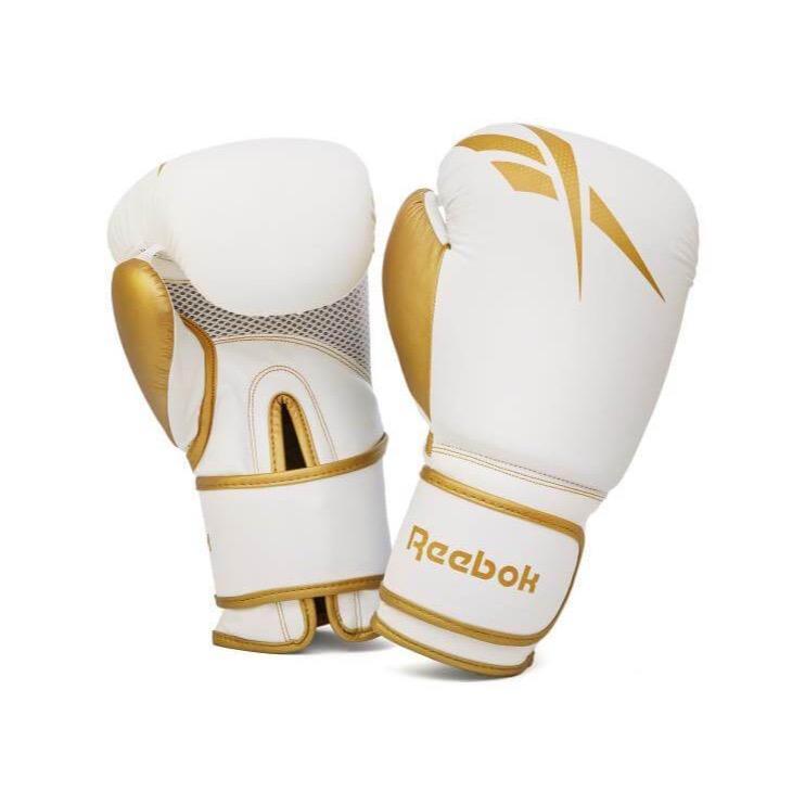 Reebok Boxing Gloves - White and Gold 1/5