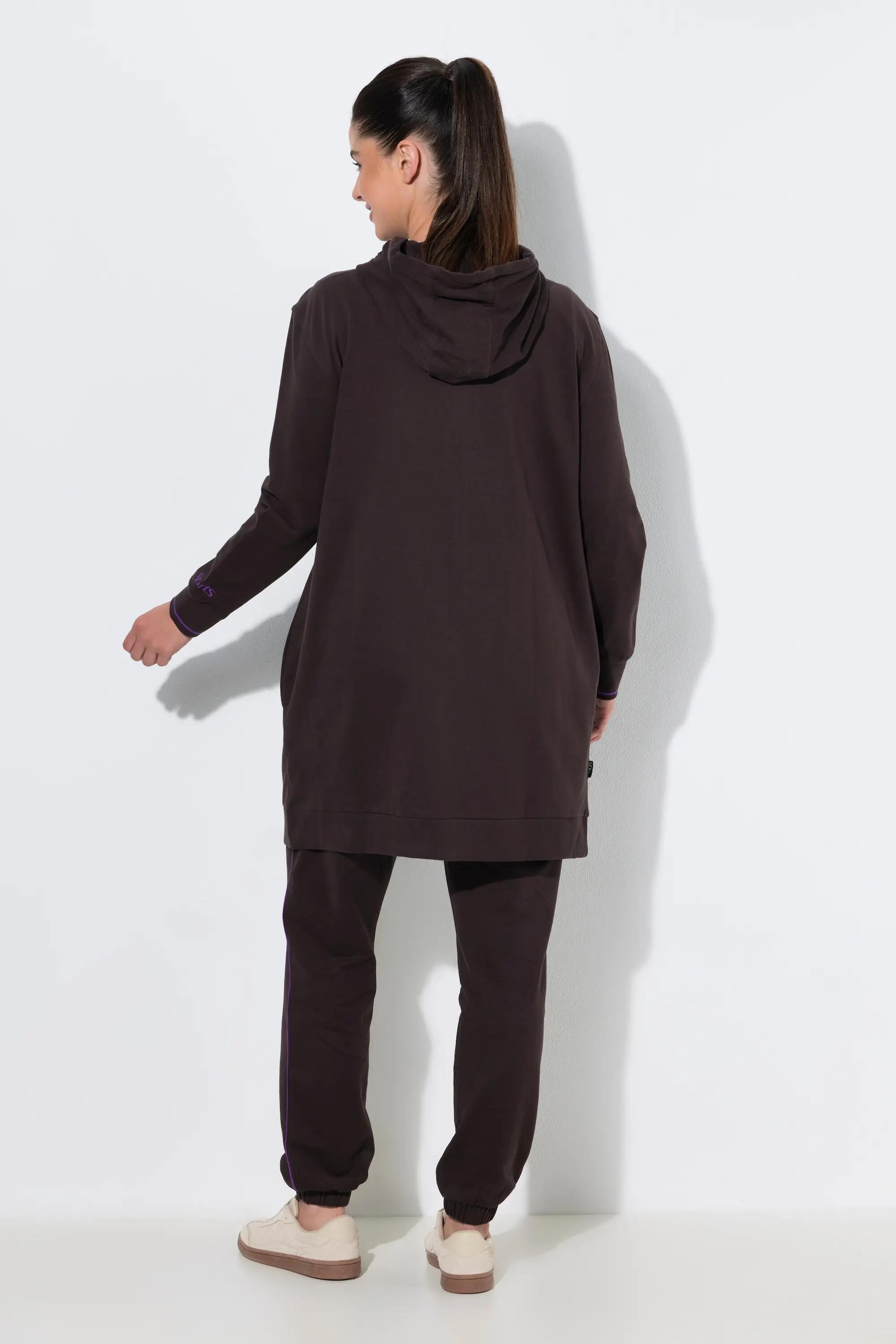 Damen Sweatjacke Zierpaspel Oversized Kapuze 2-Wege-Zipper 2/7