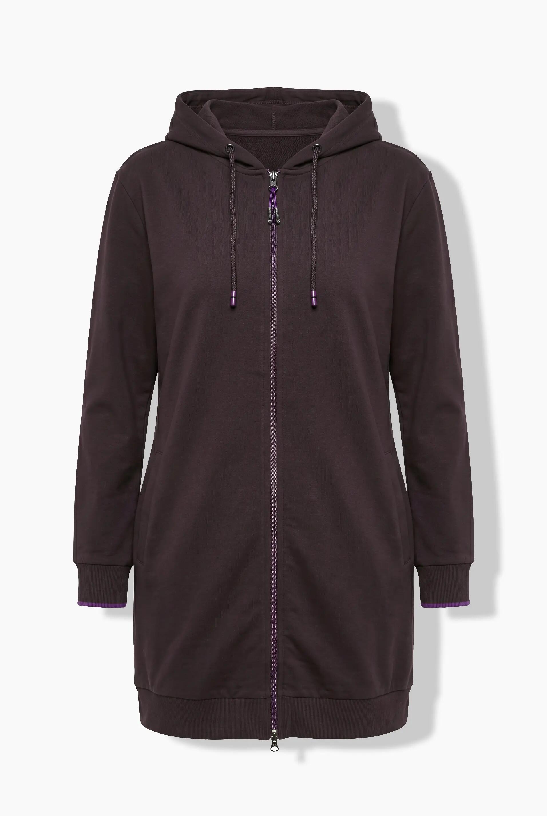 Damen Sweatjacke Zierpaspel Oversized Kapuze 2-Wege-Zipper 7/7