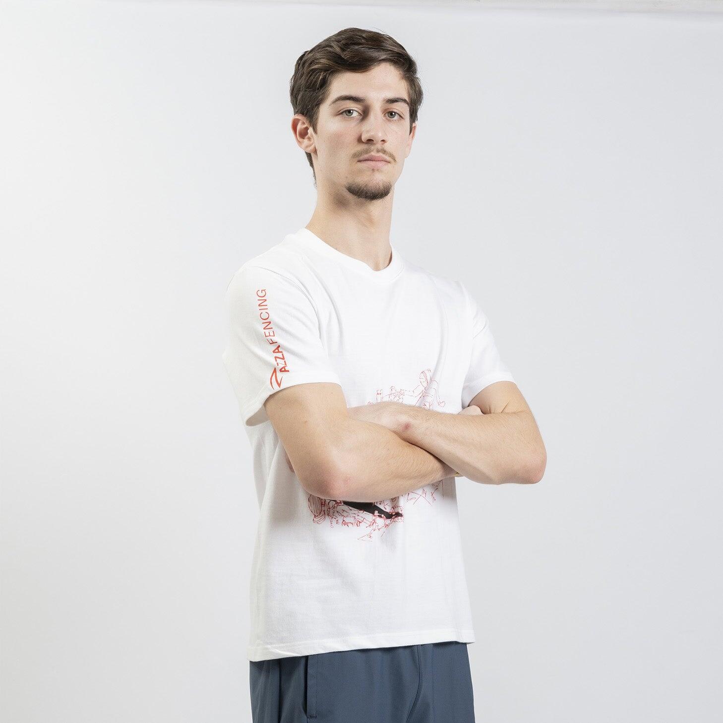 T-shirt en coton AZZA FENCING à motif, 250 g/m², col rond renforcé 3/6