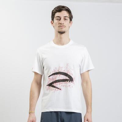 Uniseks schermen zwaar katoenen t-shirt wit/zwart