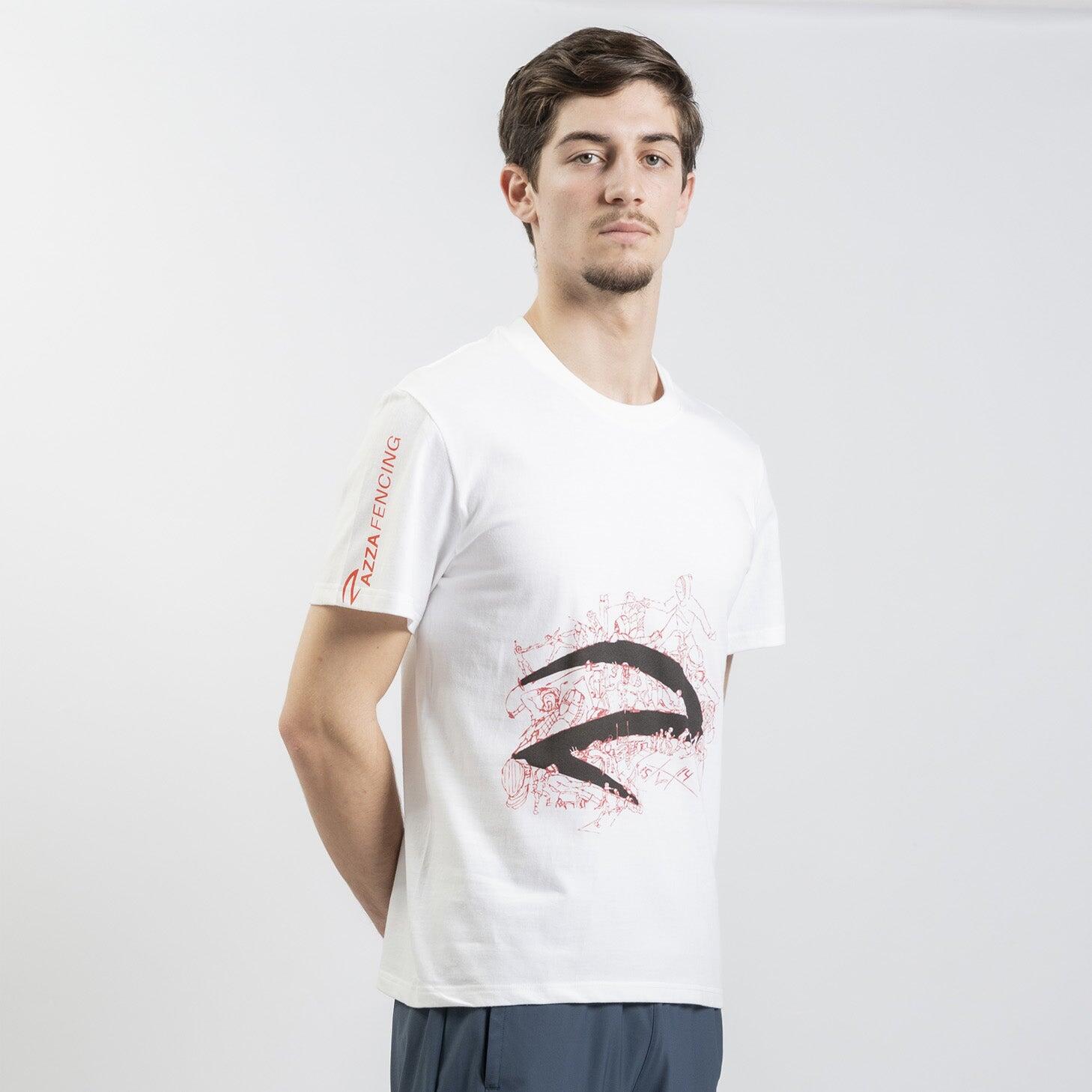T-shirt en coton AZZA FENCING à motif, 250 g/m², col rond renforcé 4/6