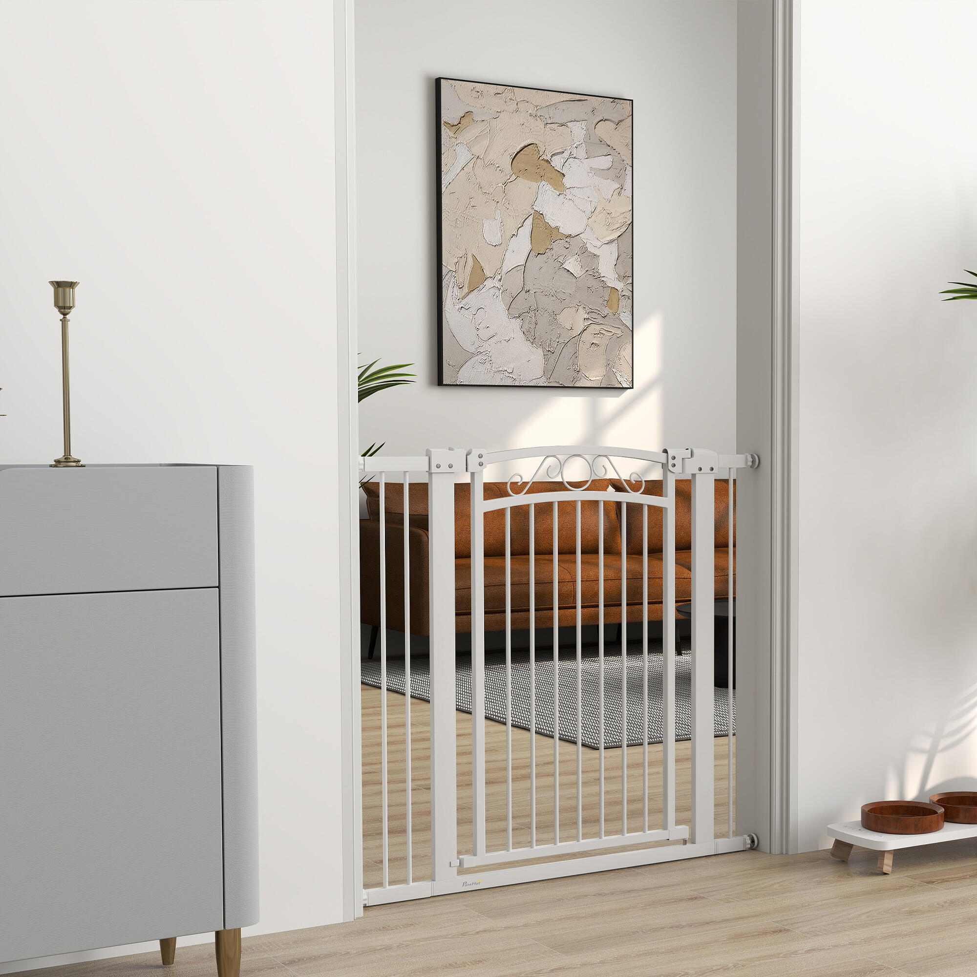 Barrera para Perros PawHut 104x4x96 cm Blanco 2/6