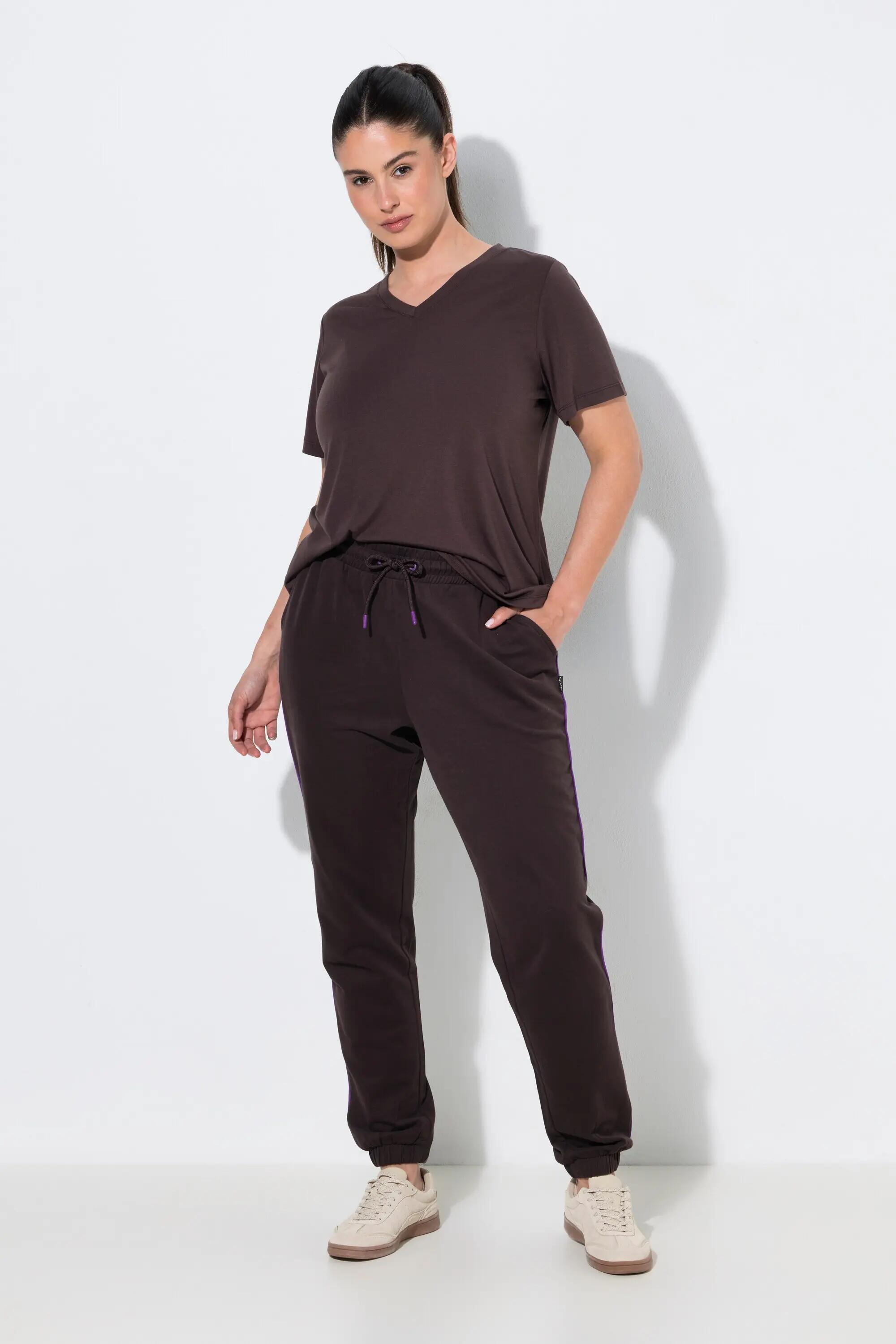 Damen Jogginghose Seitenpaspel Elastikbund elastischer Saum 5/6