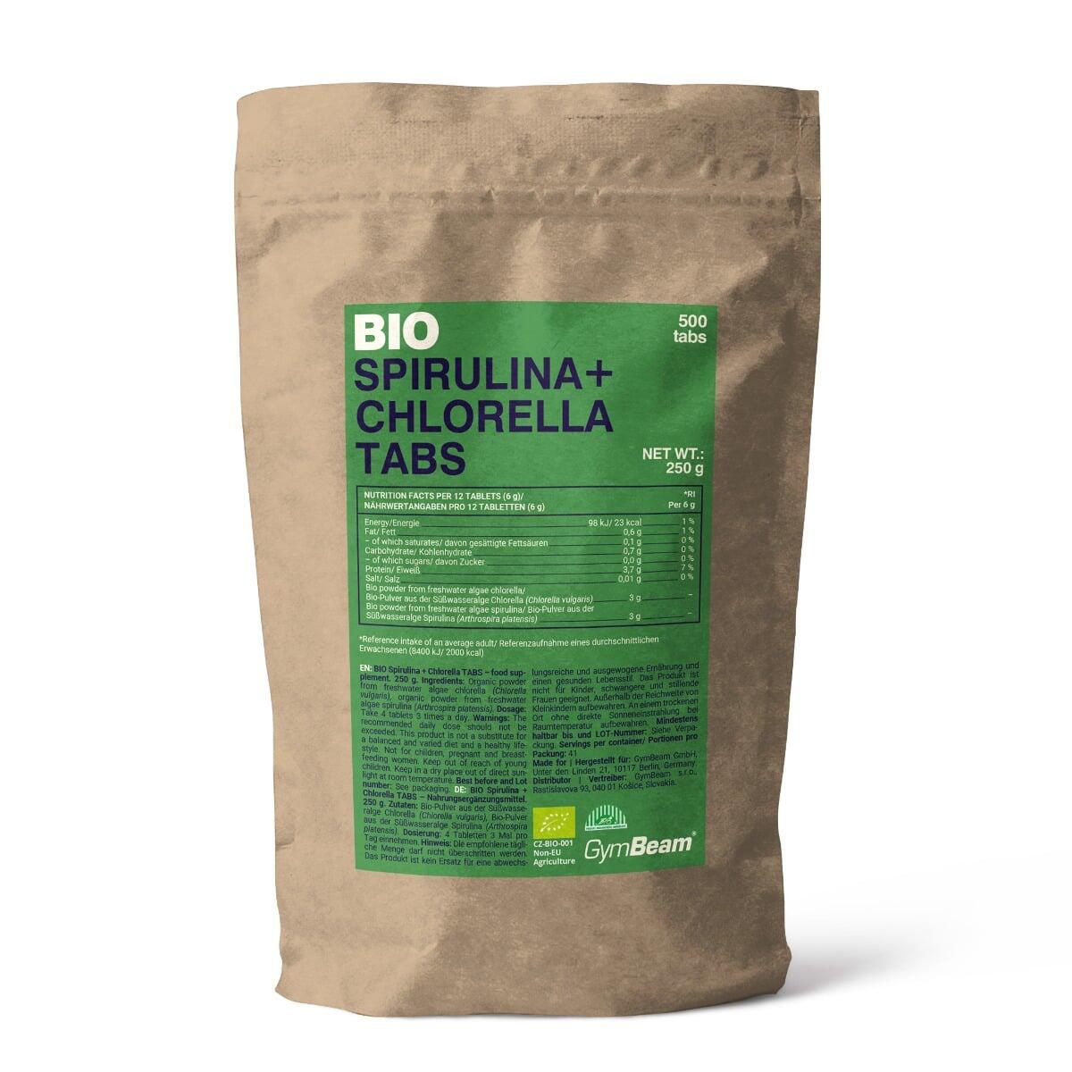 GYMBEAM Spirulina a chlorella tablety BIO 250 g