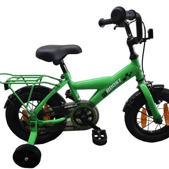 Bikefun Boost 12-inch children's bike, training wheels, coaster brake, green