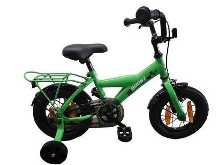 Bikefun Boost 12 Zoll Kinderfahrrad mit Stützrädern, Rücktrittbremse - grün