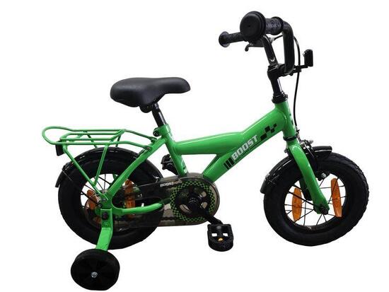 Bikefun Boost 12 Zoll Kinderfahrrad mit Stützrädern, Rücktrittbremse - grün