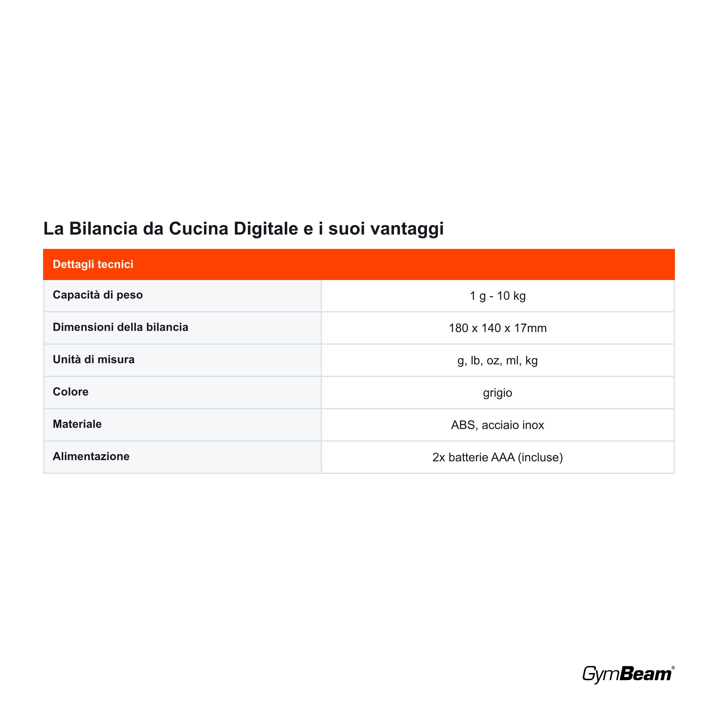 Bilancia cucina digitale in acciaio grigia 7/7