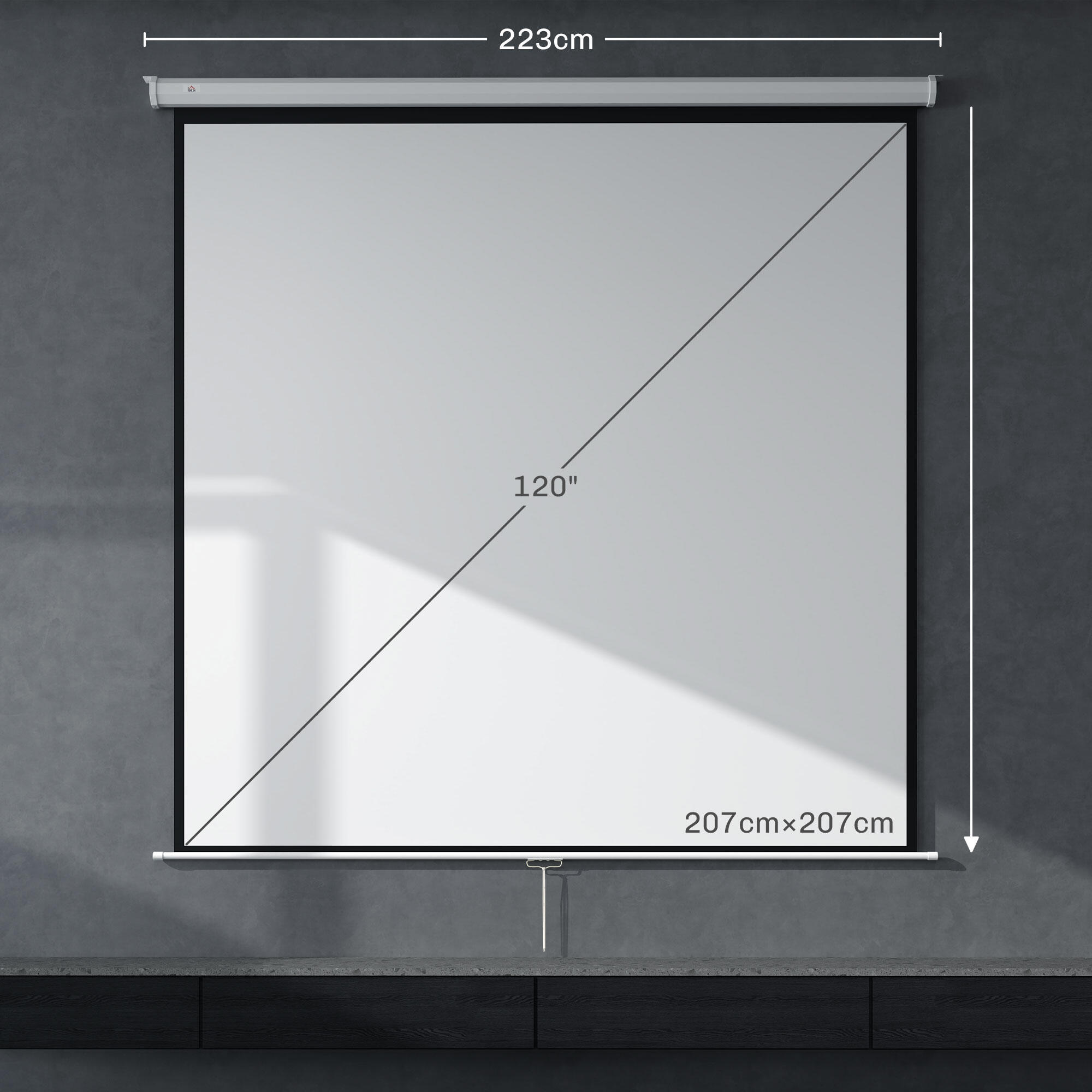 Pantalla de Proyector HOMCOM 223x8x223 cm Blanco 3/6