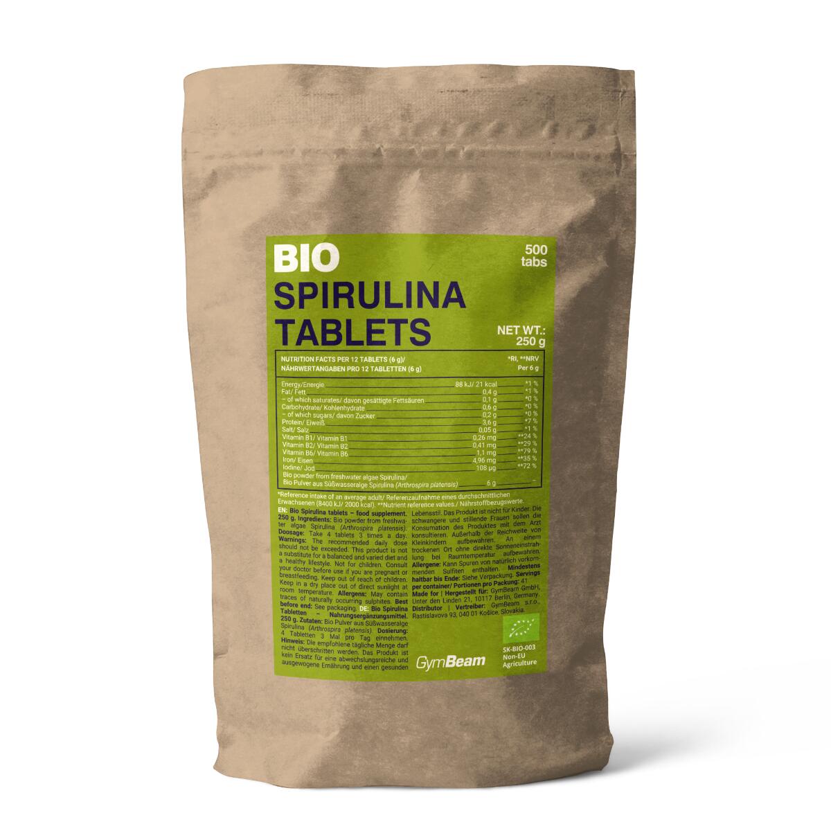 GYMBEAM Spirulina BIO tablety bez příchuti 250 g