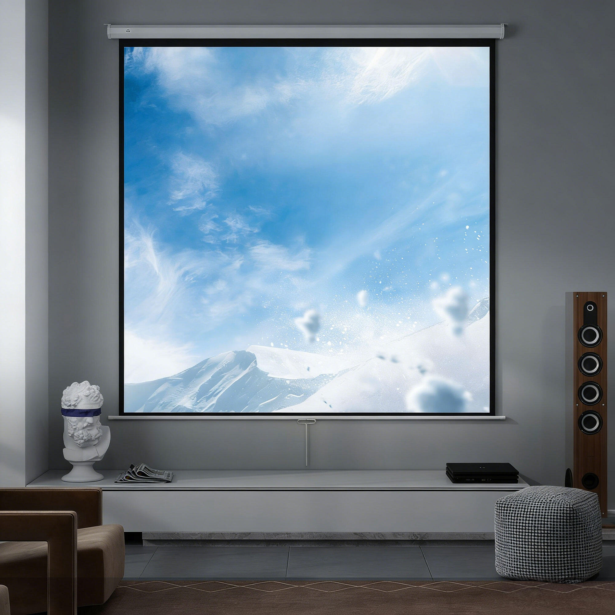 Pantalla de Proyector HOMCOM 223x8x223 cm Blanco 5/6