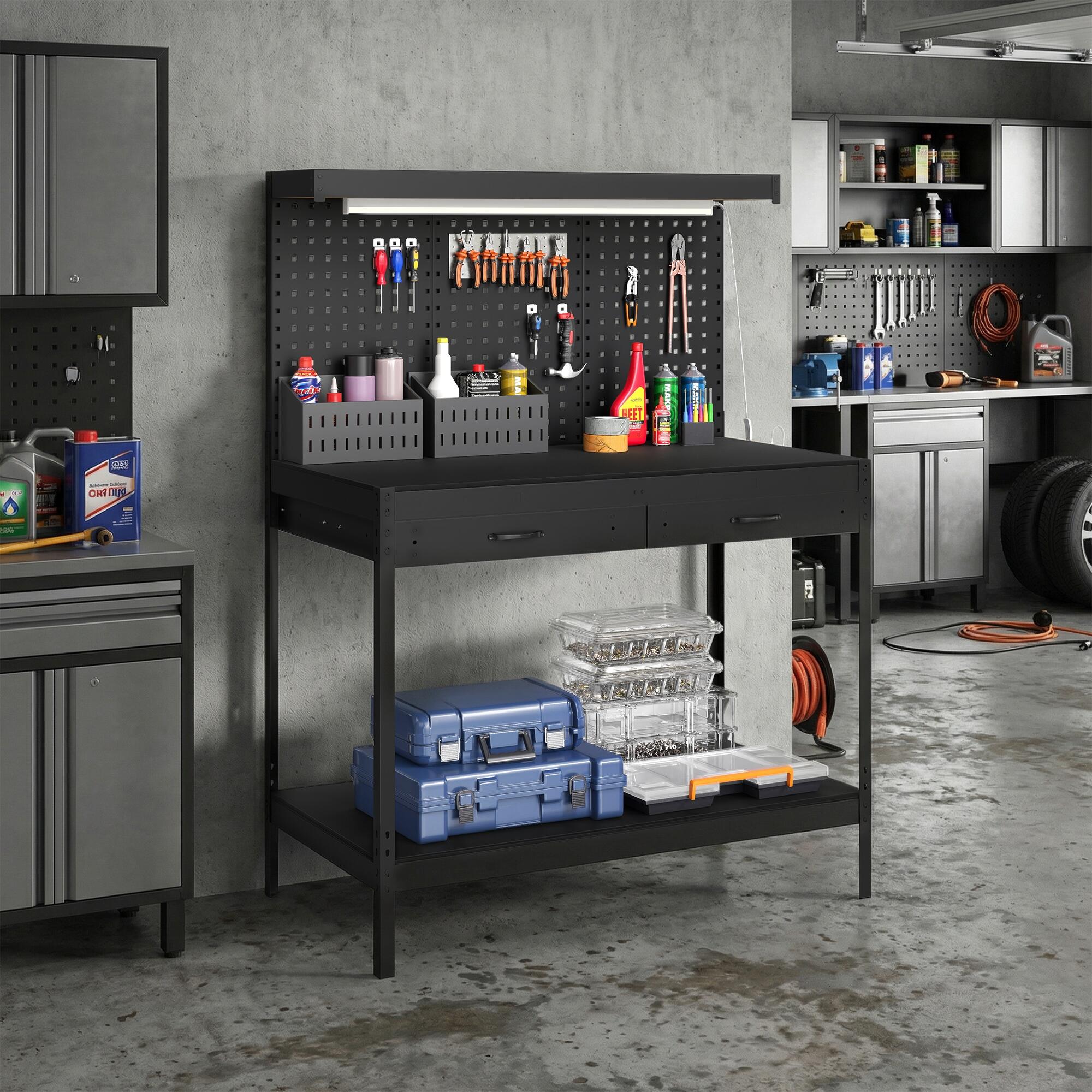 Banco de Trabajo HOMCOM 110x60x150 cm Negro 2/5