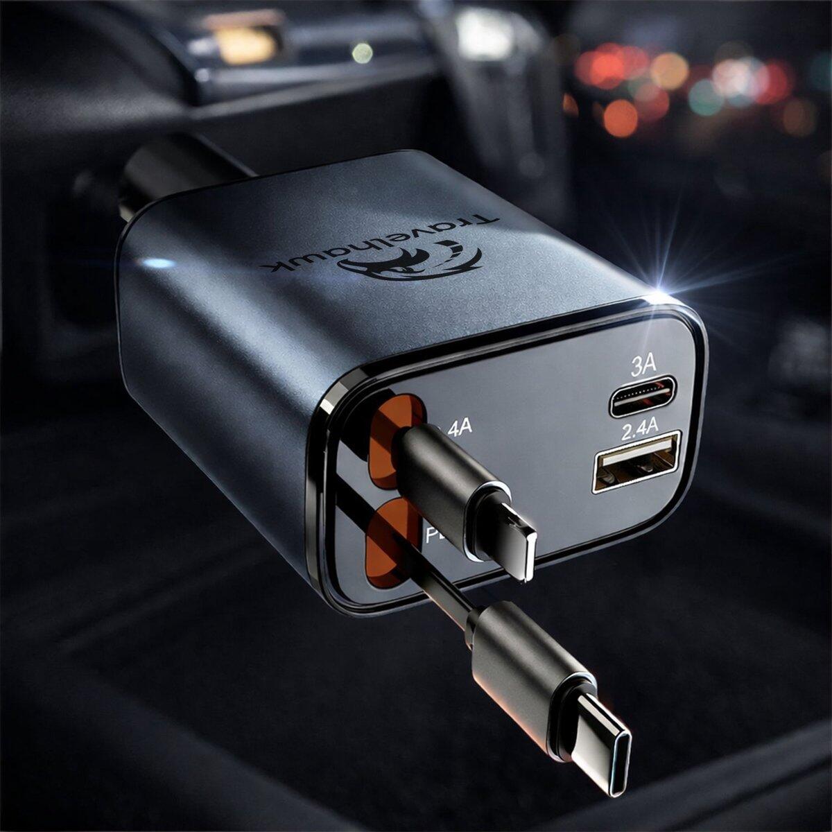 Cargador de coche de 86 W con USB-C y cargador rápido Lightning. 2/5