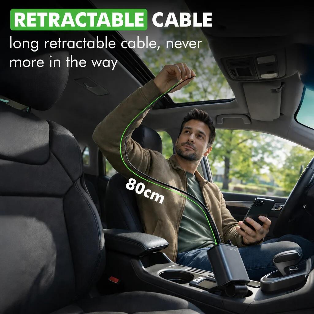 Cargador de coche de 86 W con USB-C y cargador rápido Lightning. 4/5