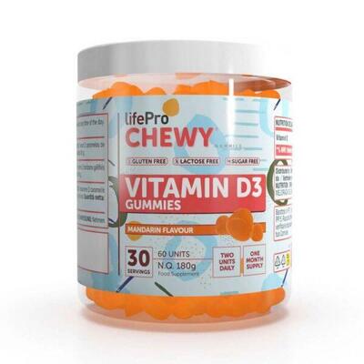 Vitamine d3 gummies - 60 stuks [life pro nutrition] mandarijn lifepro