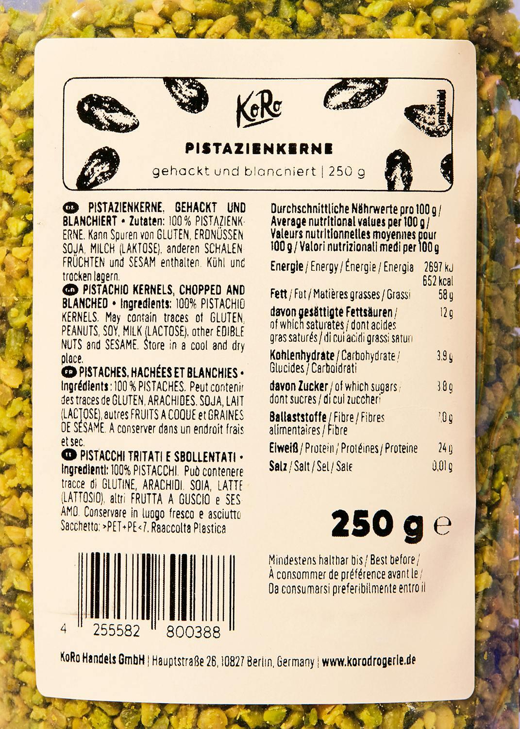 Pistaches hachées et blanchies 250 g 4/7