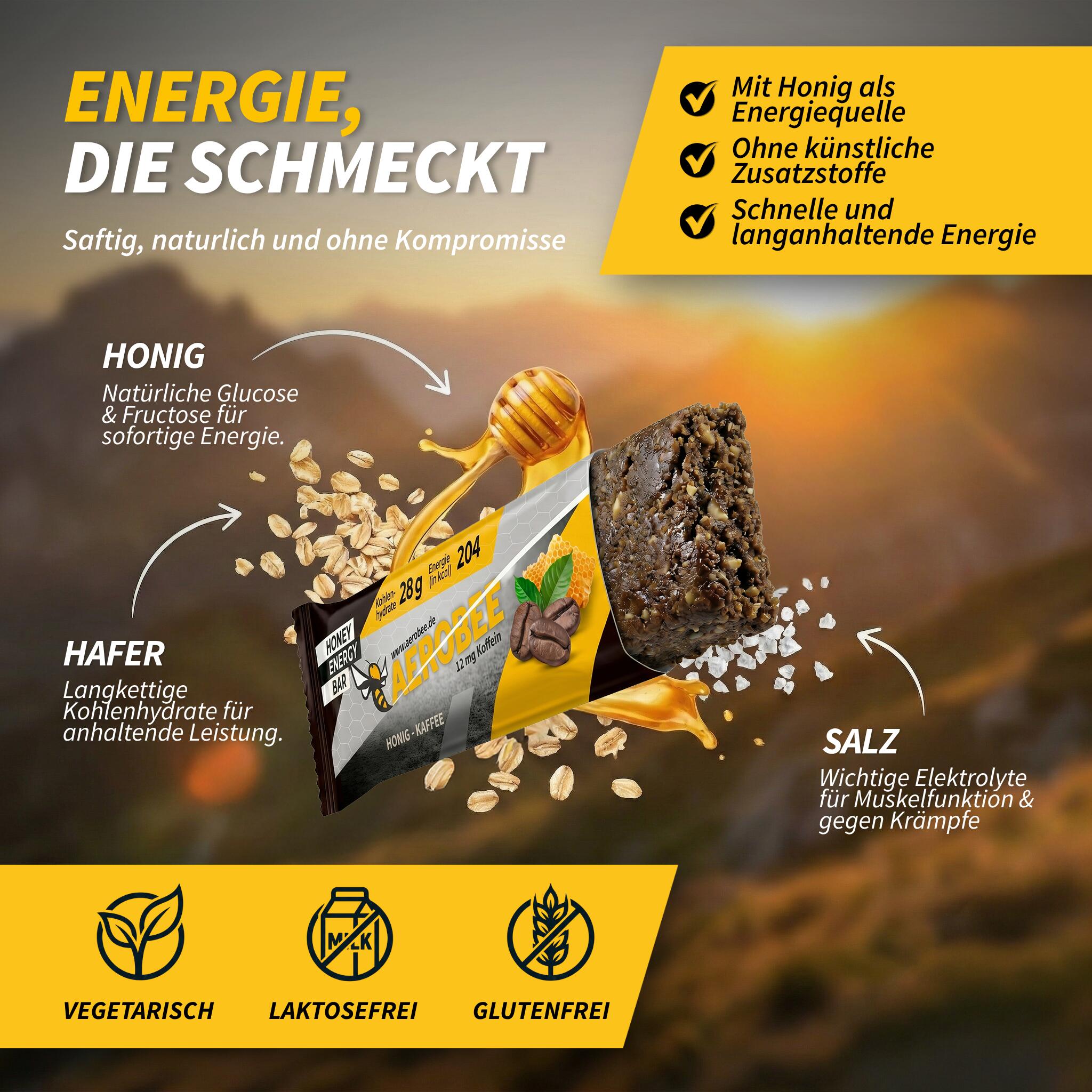 12er Pack AEROBEE Honig & Kaffee Energy Bar 2/7