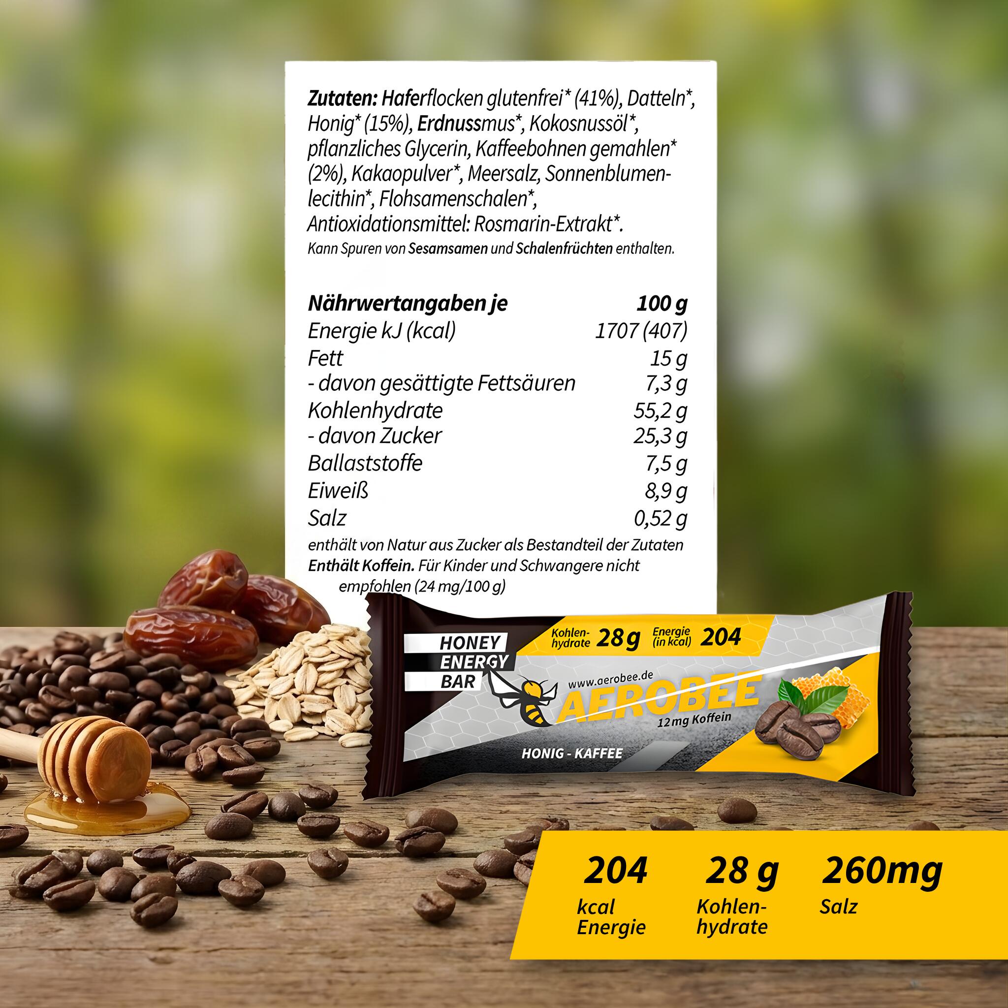 12er Pack AEROBEE Honig & Kaffee Energy Bar 7/7