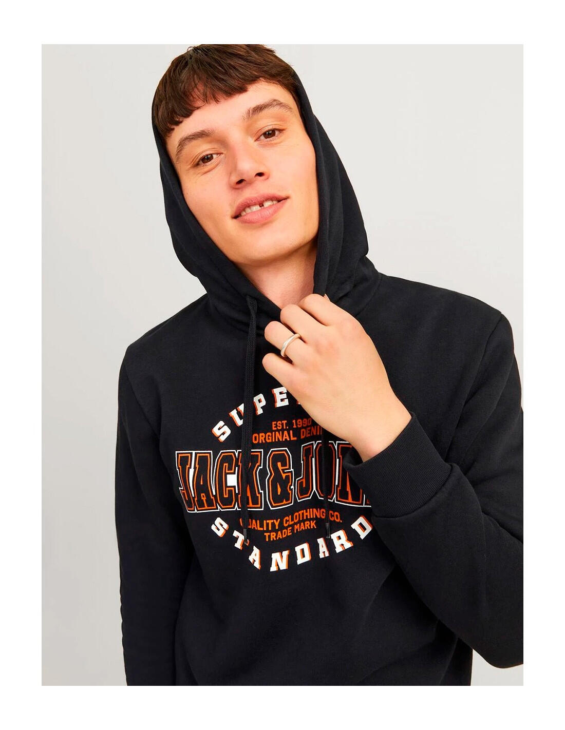 SUDADERA CON CAPUCHA HOMBRE JACK&JONES JJELOGO. Black 12255617 5/5