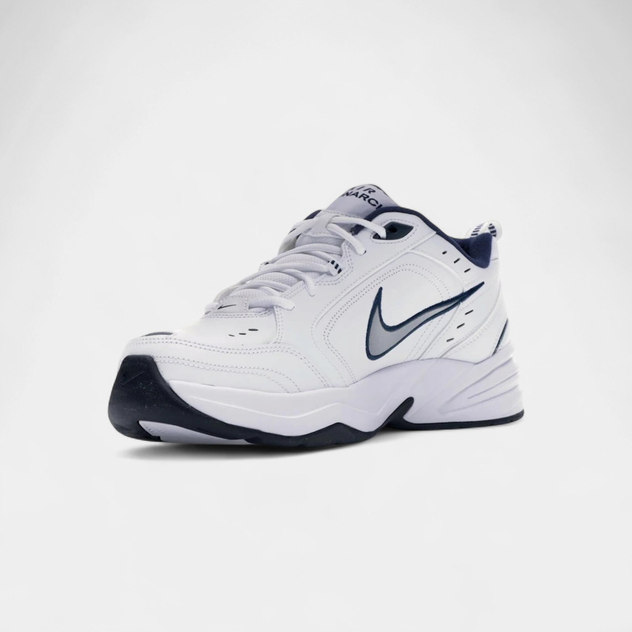 Nike Air Monarch IV White Navy 3/4