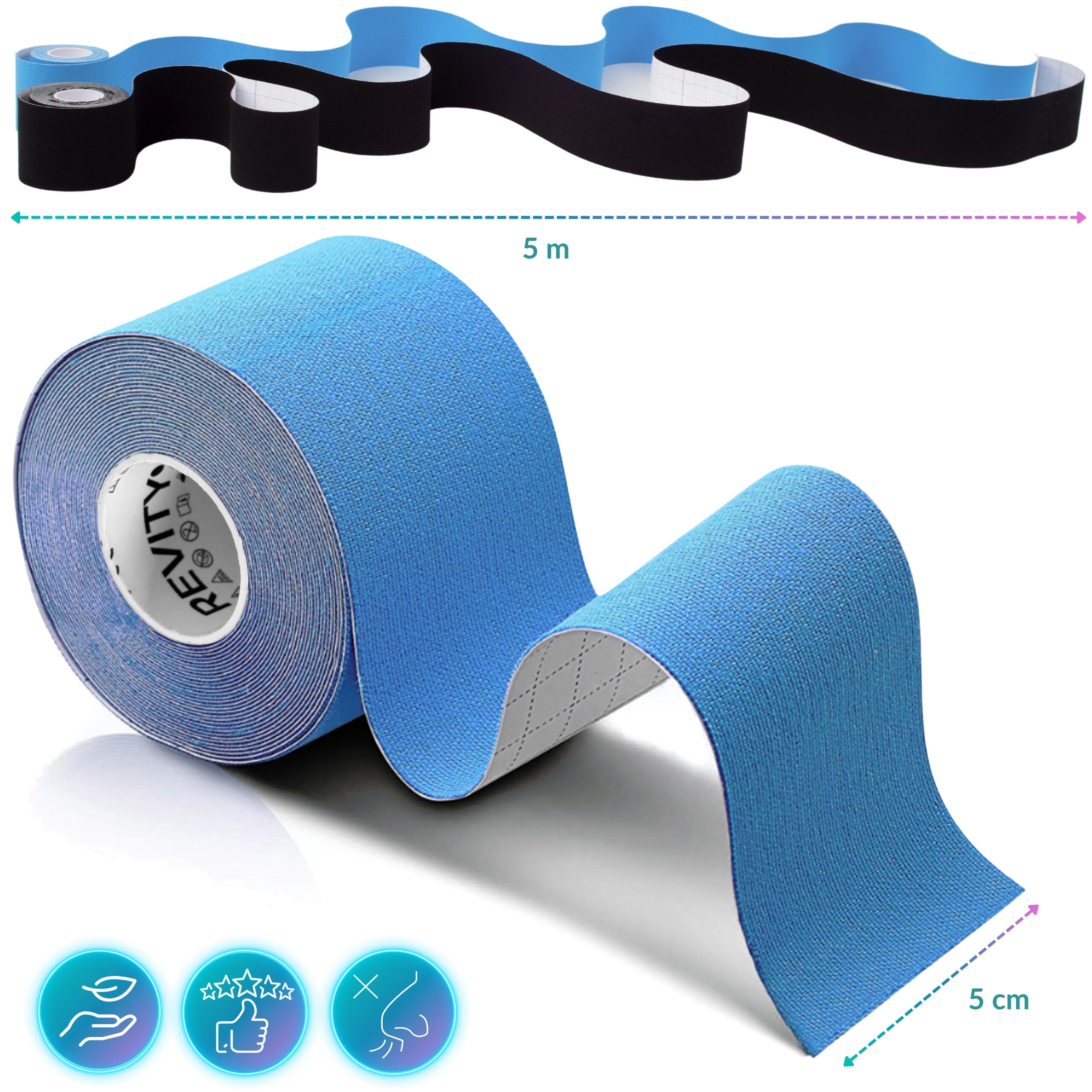 Cinta kinesiológica Kinesiotape 5 m × 5 cm, para lifting facial y busto, médico 3/7