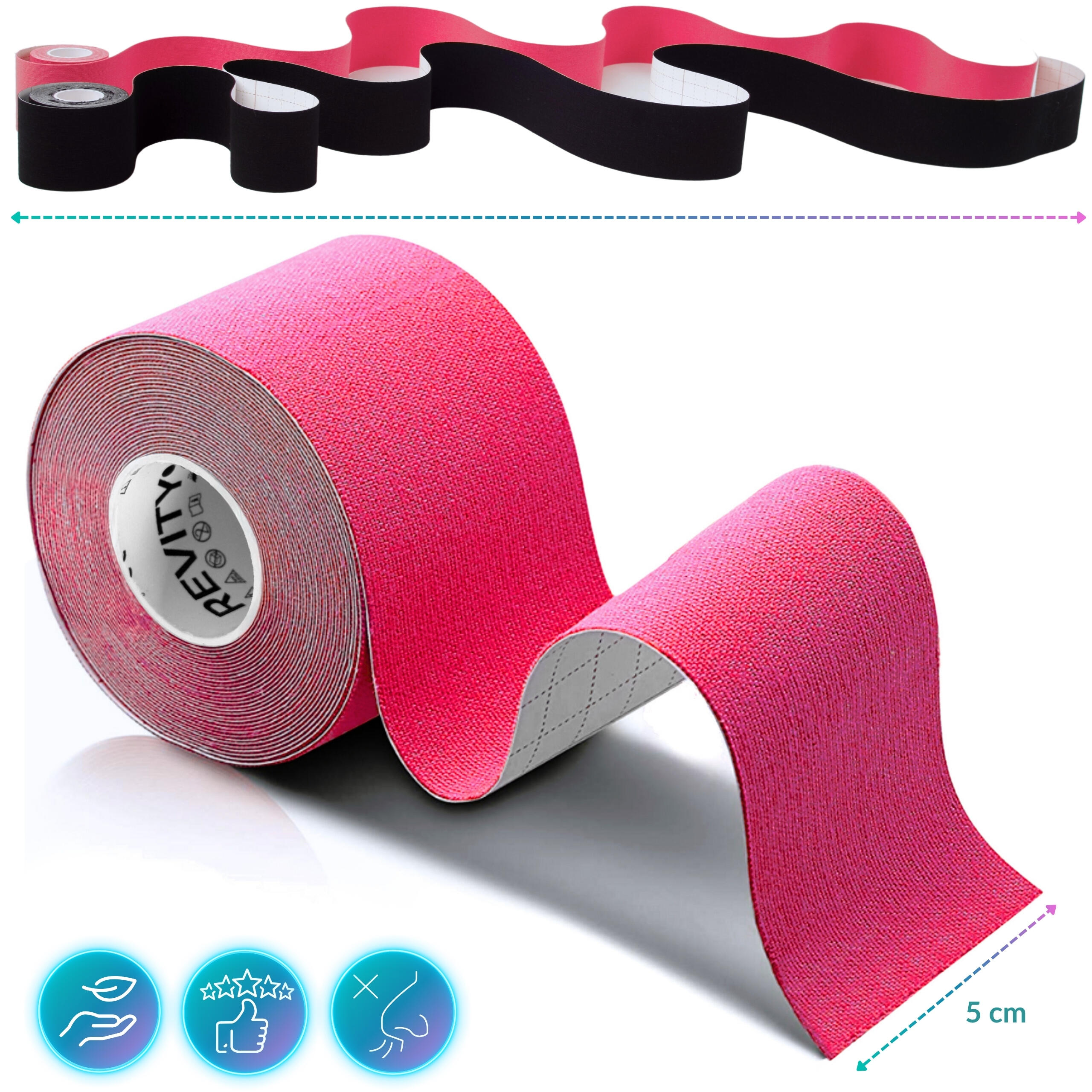 Cinta kinesiológica Kinesiotape 5 m × 5 cm, para lifting facial y busto, médico 3/7